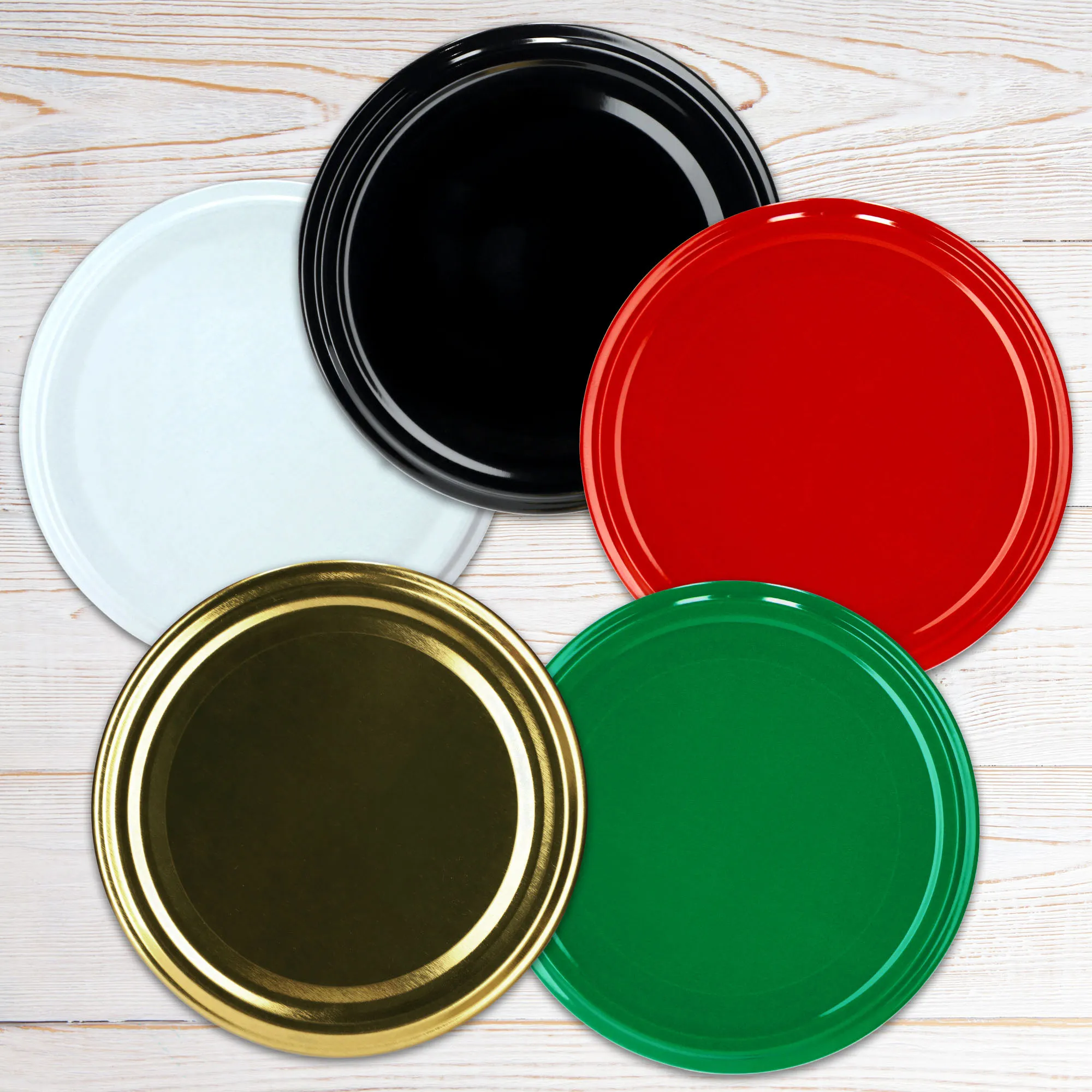 Stiklainių dangteliai, 10 vnt., 110 mm skersmens, balti