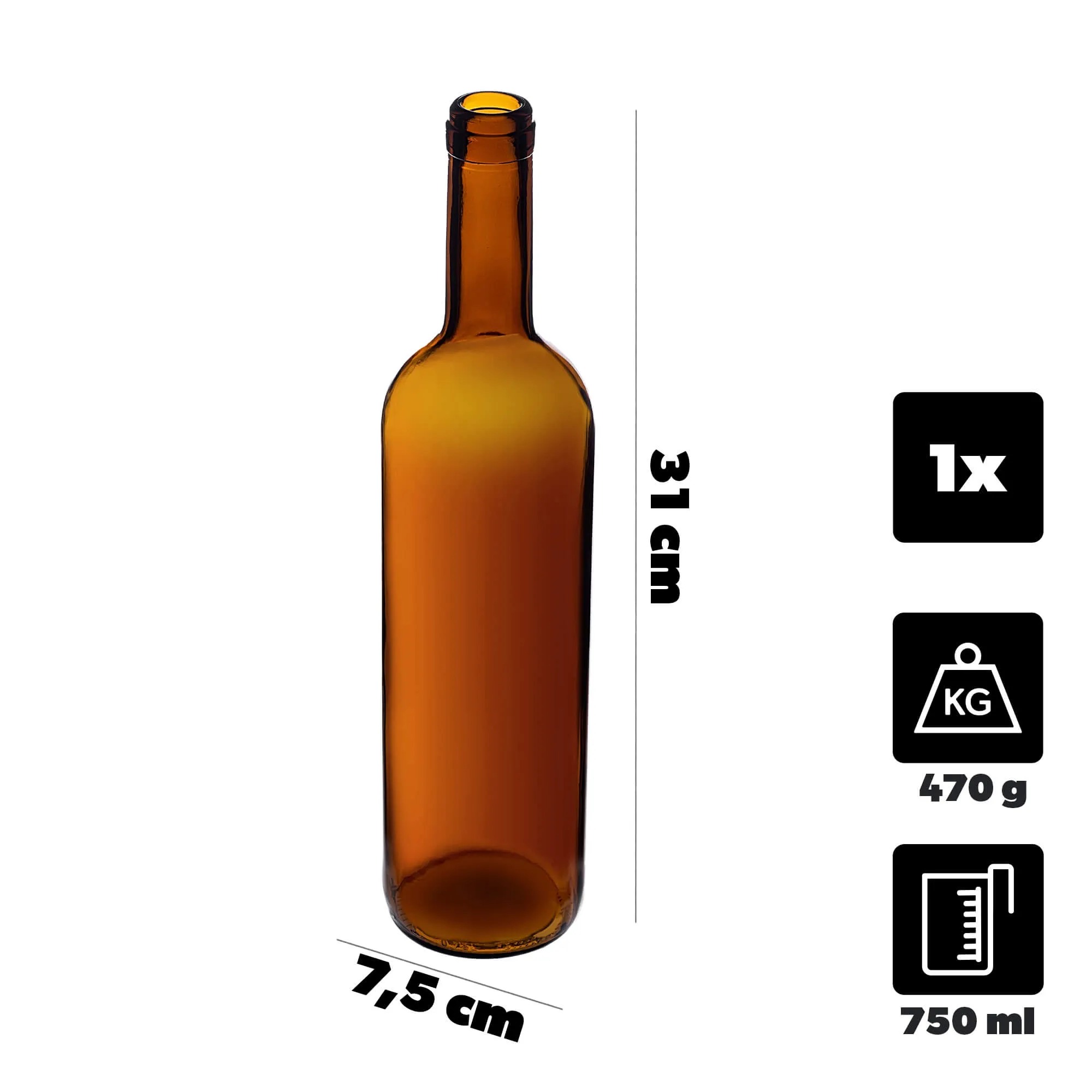 Biagio vyno butelis 750 ml rudas be kamščio 1 vnt.