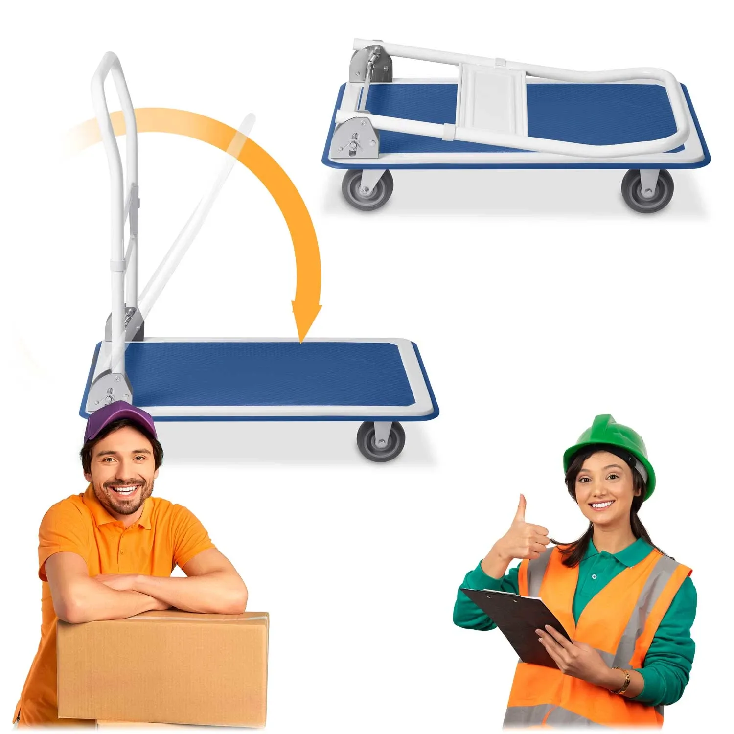 HM-505 rankinis vežimėlis, baltas ir mėlynas - nuotrauka 1