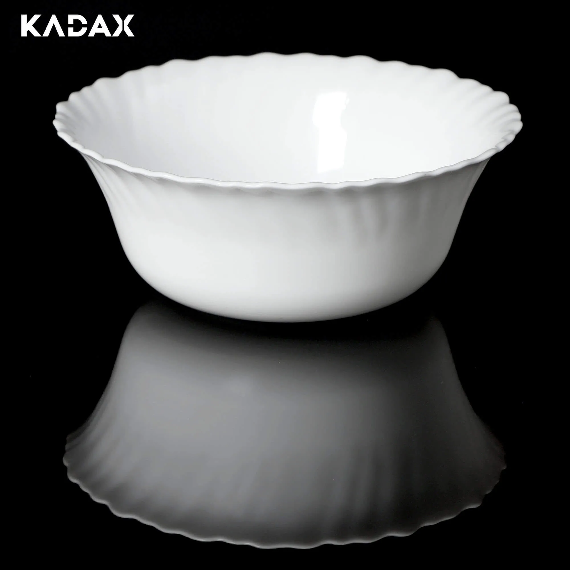 Auris stiklinis salotų dubuo, 17 cm, baltas