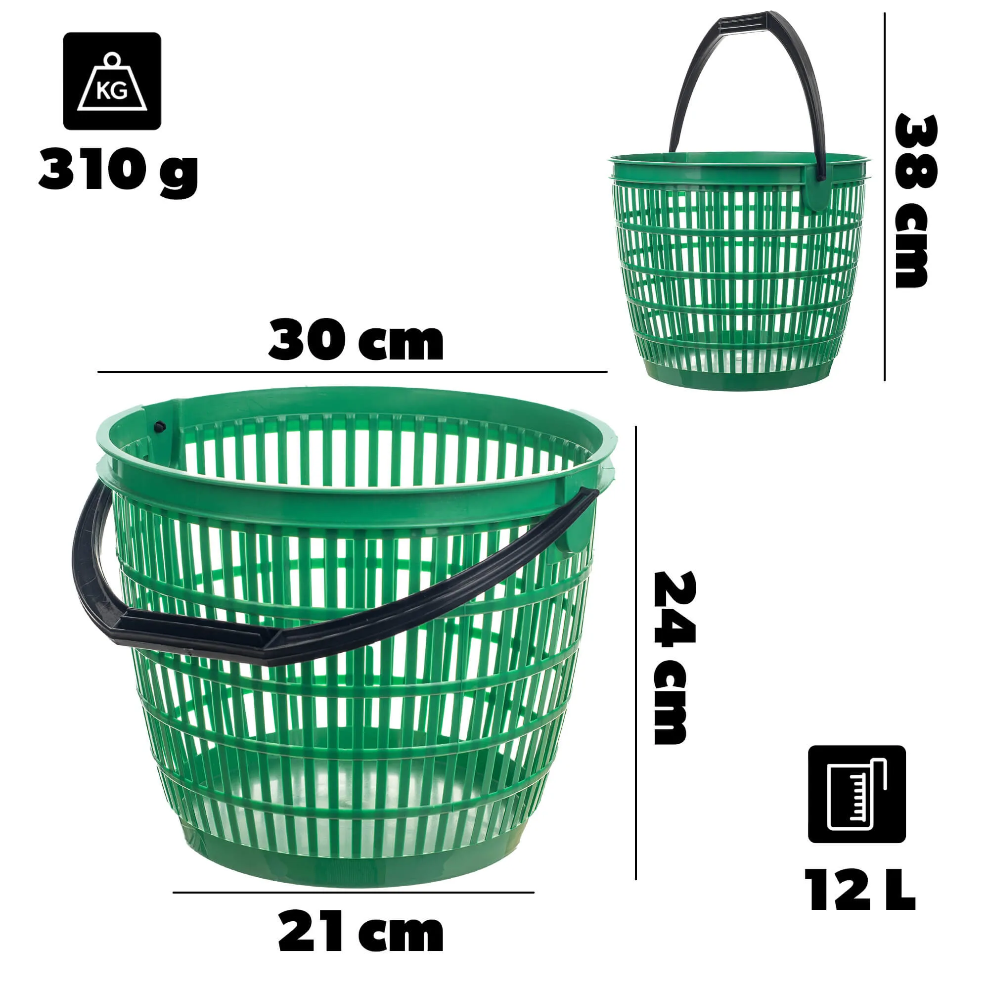 „Vublon“ 12 l ažūrinis krepšys, žalias