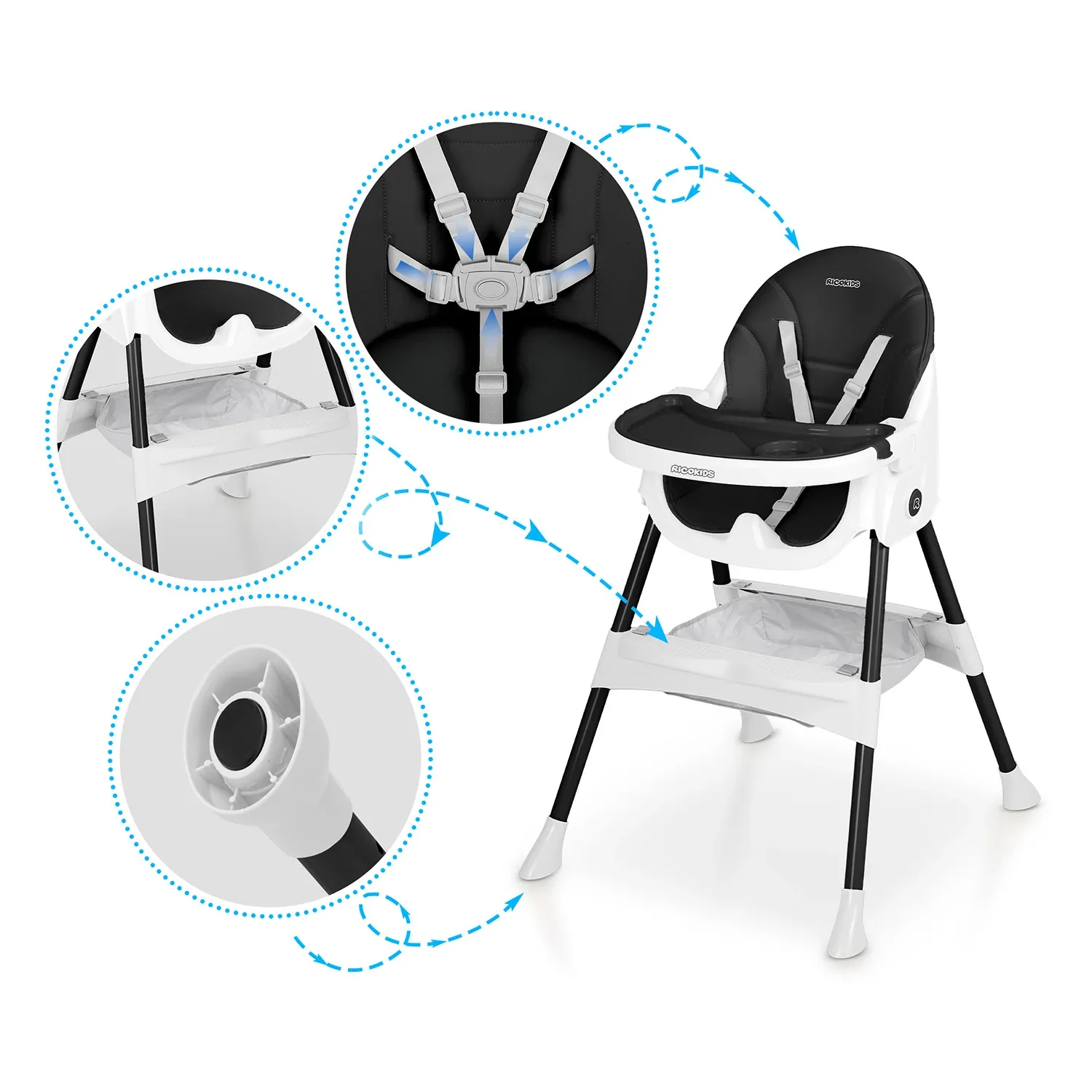 Ricokids Mani maitinimo kėdutė, juoda - nuotrauka 1
