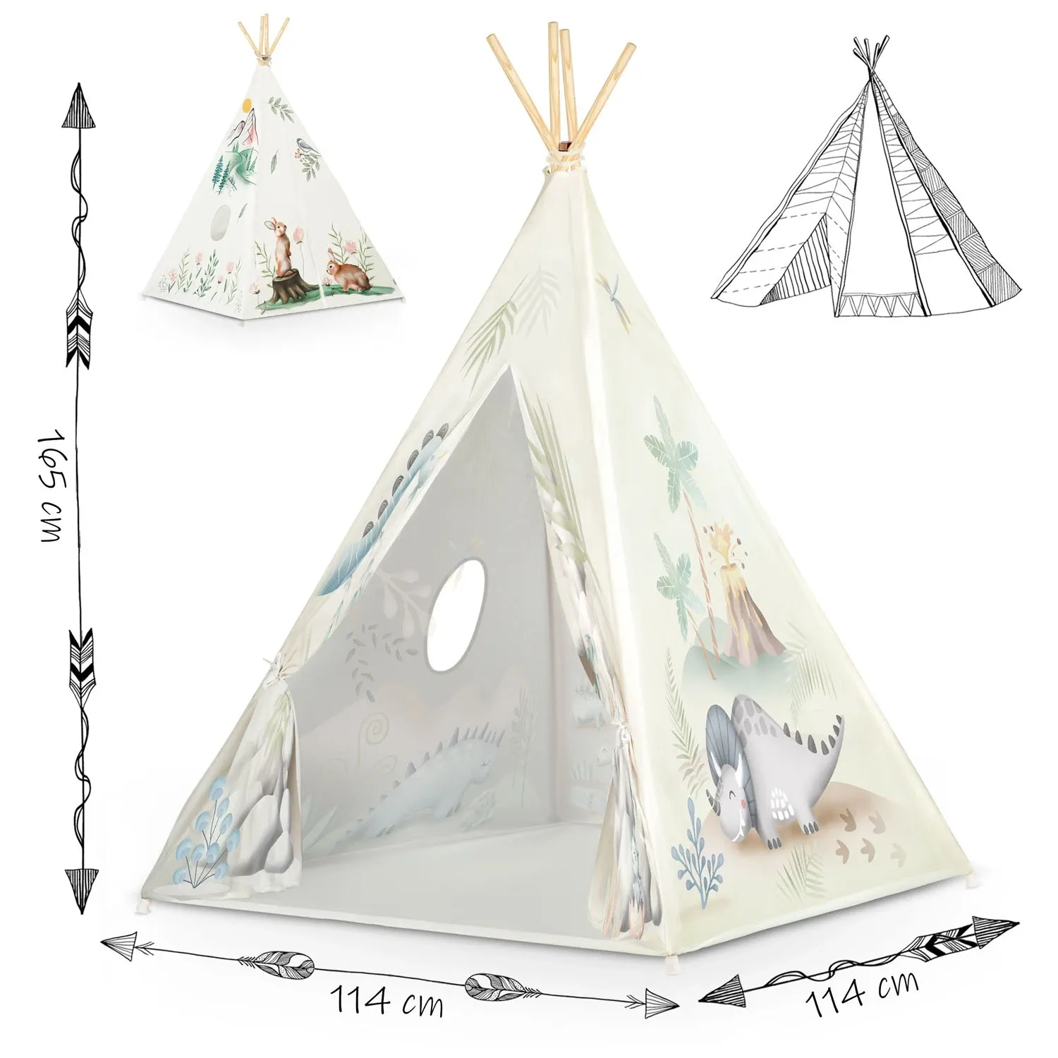 Nukido tipi palapinė vaikams – dinozaurai - nuotrauka 1