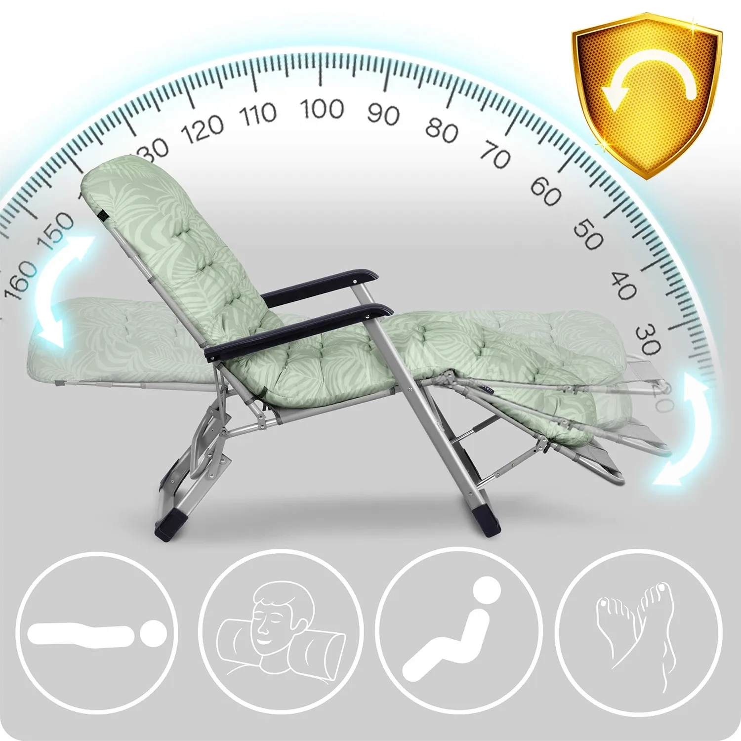 Sulankstomas sodo gultas su pagalvėle Sofotel ChillWell, 2 vnt. komplektas, šviesiai žalias - nuotrauka 1