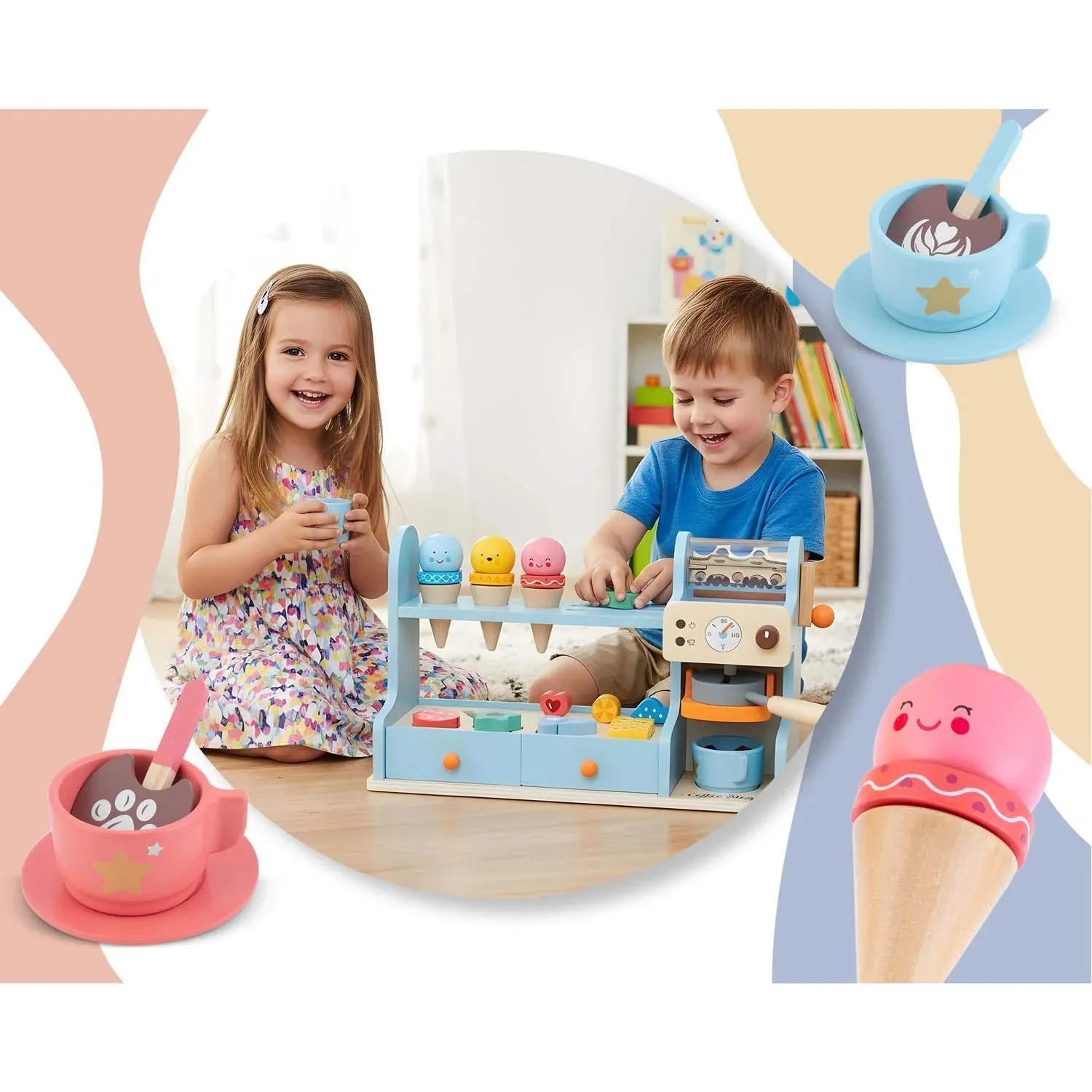 Medinis ledų kavinės žaislas vaikams Nukido NK-880 - nuotrauka 1