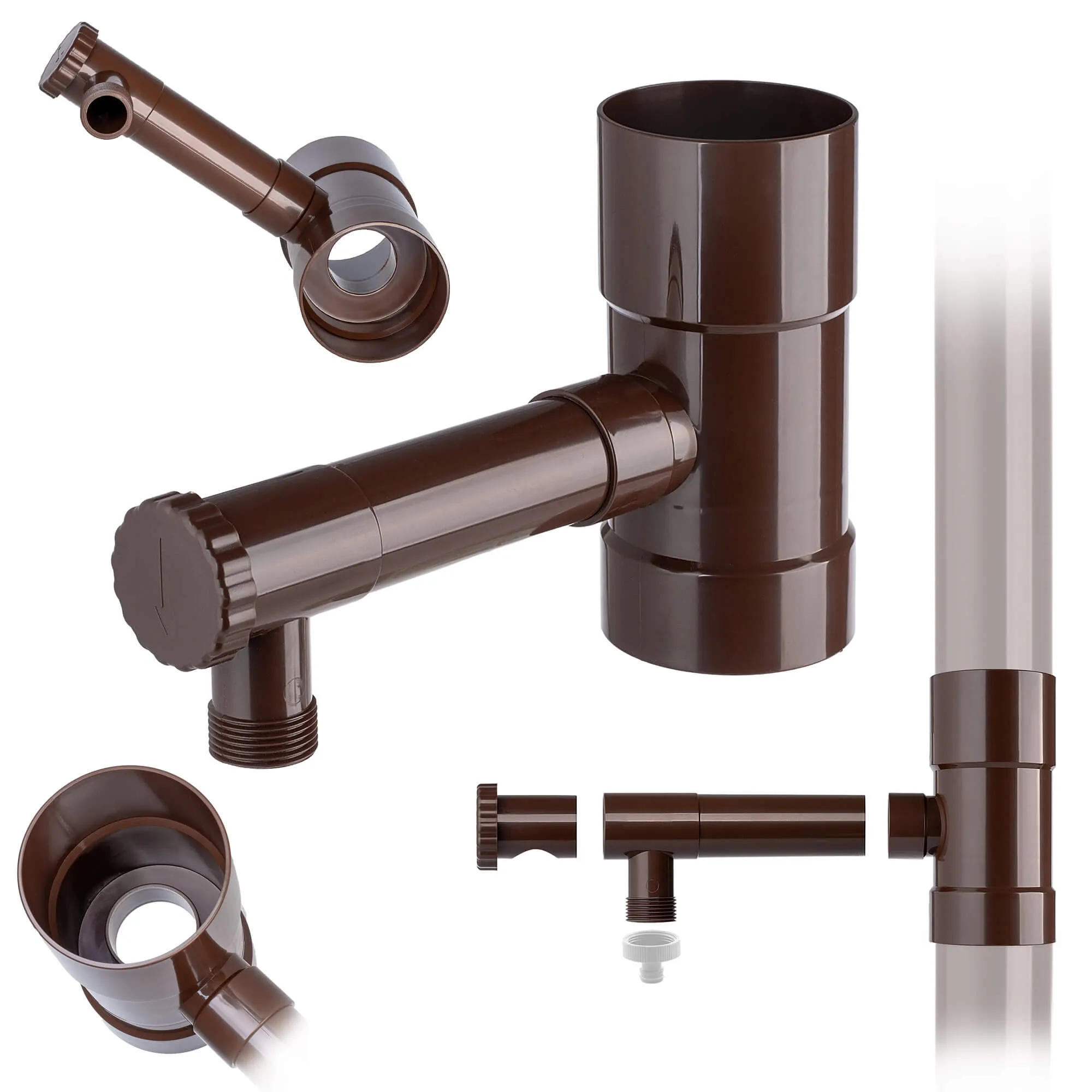 Nancras lietaus vandens kolektorius su vožtuvu, 80 mm, rudas