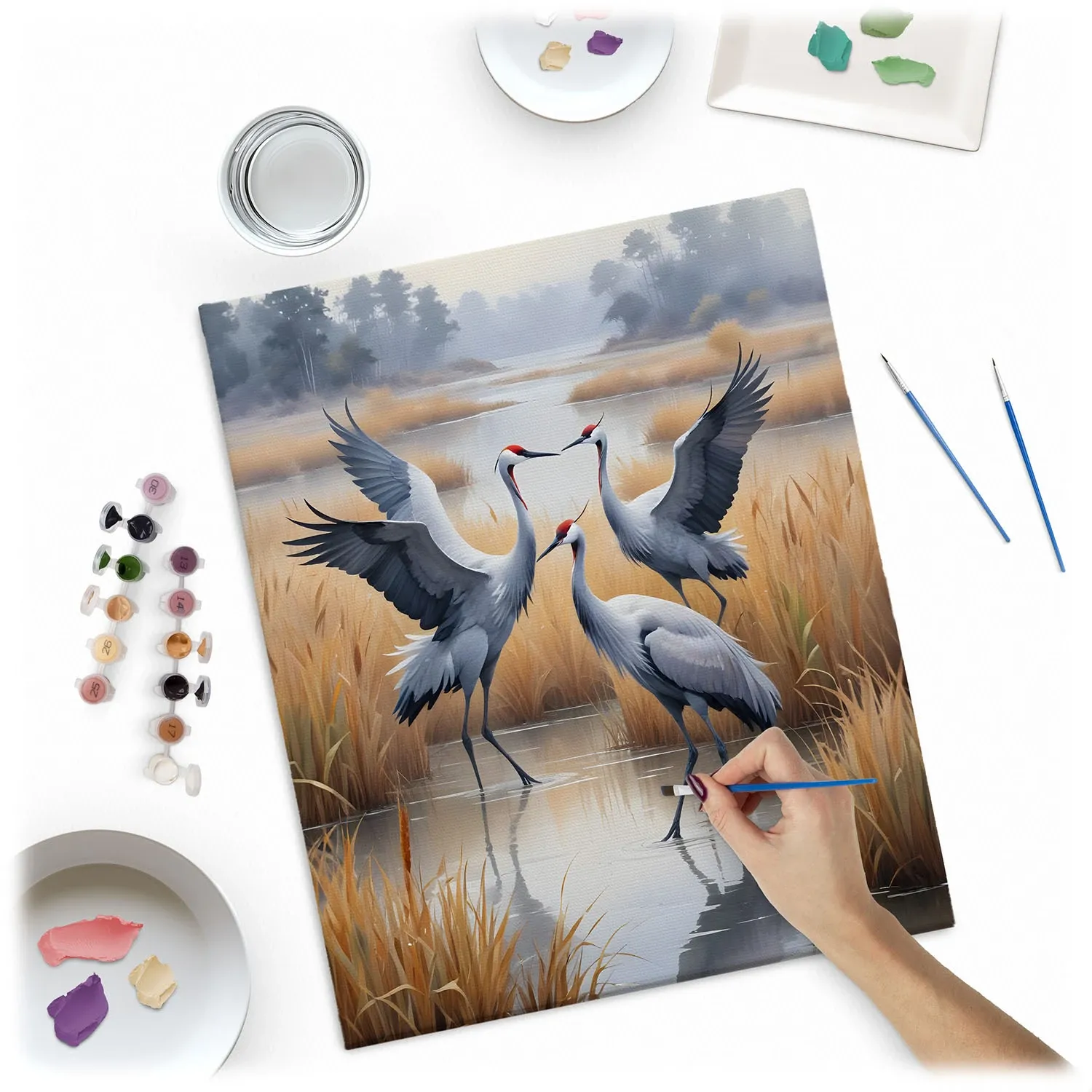 Paveikslas „Tapyba pagal skaičius“ 40x50 cm, Massido Cranes - nuotrauka 1