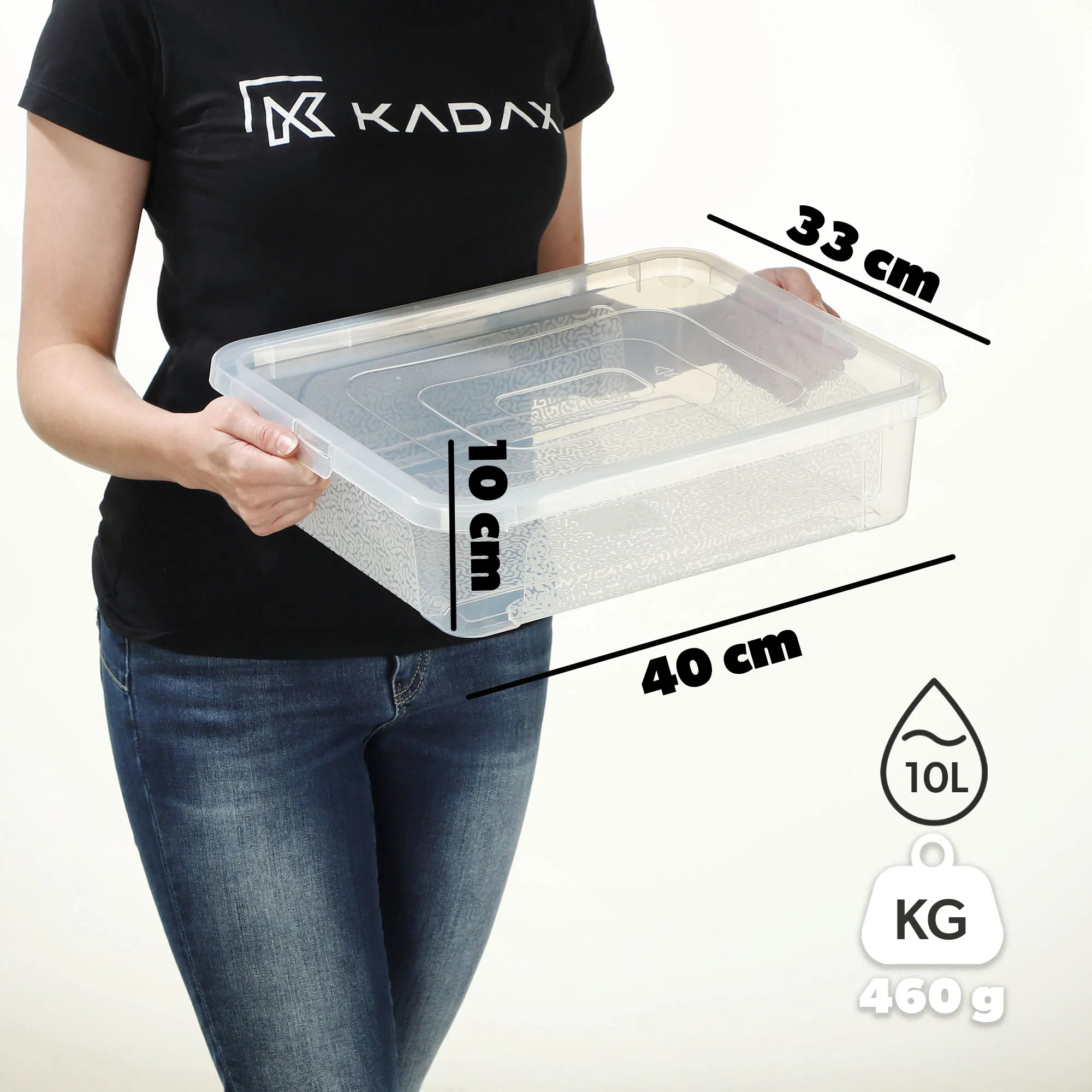 Dozza 10 litrų laikymo indas su dangčiu, bespalvis