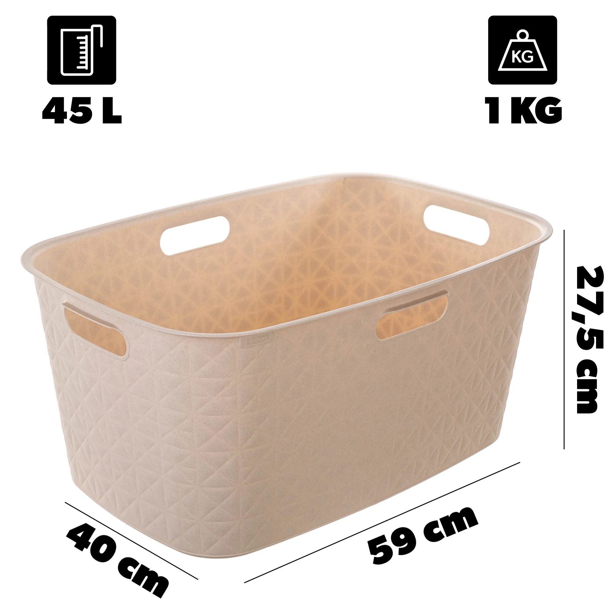 Curver Softex 45L kreminės spalvos lyginimo krepšelis