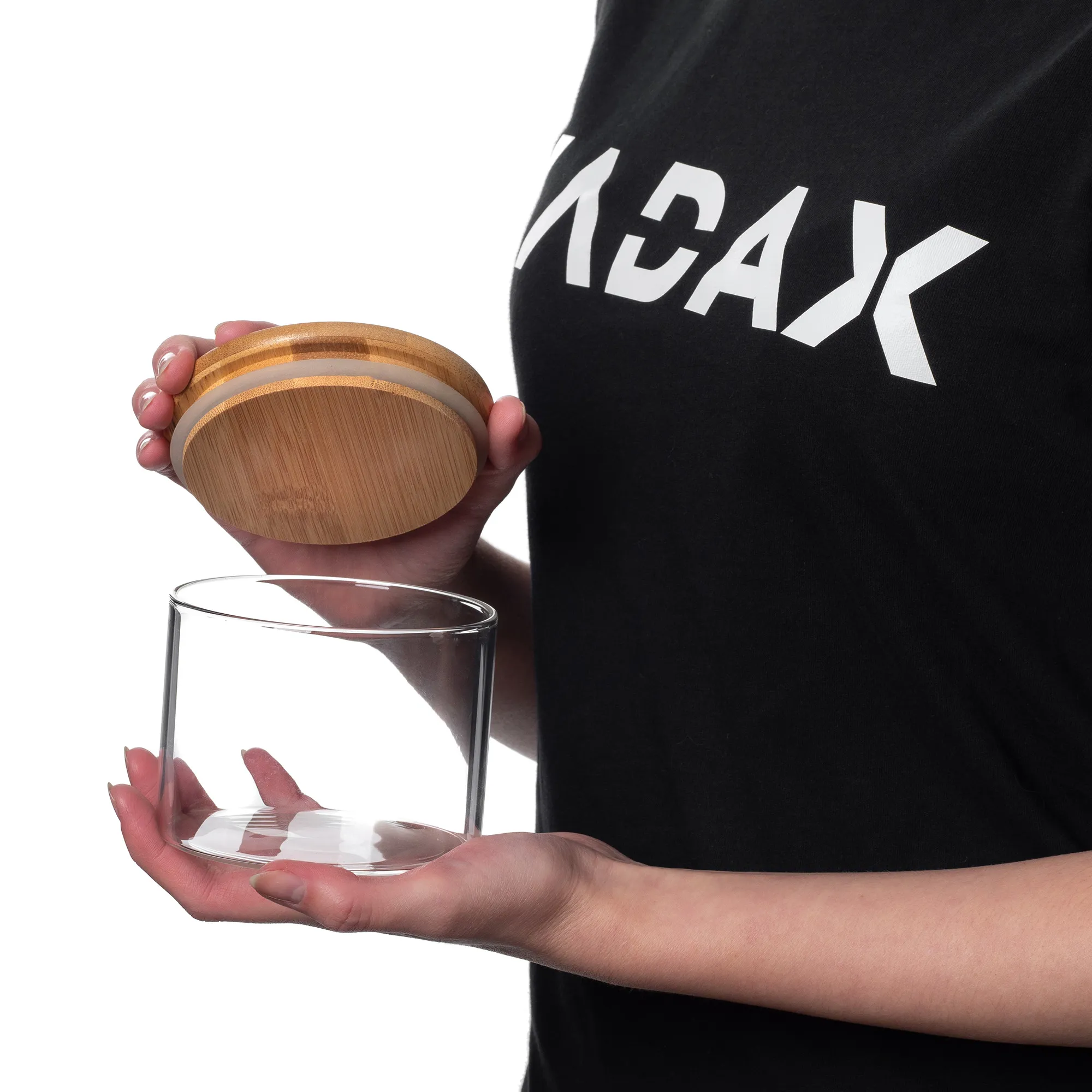 Piney stiklinis indas su bambuko dangteliu, 550 ml