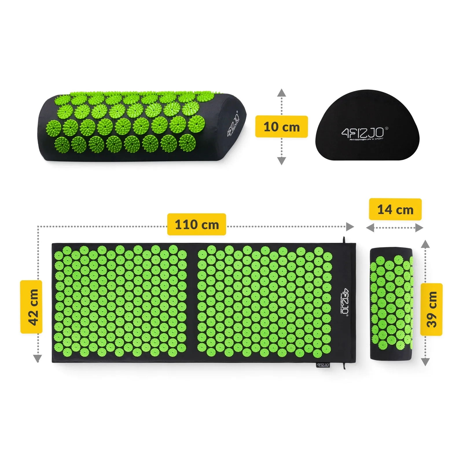 Didelis akupresūros kilimėlis su pagalvėle