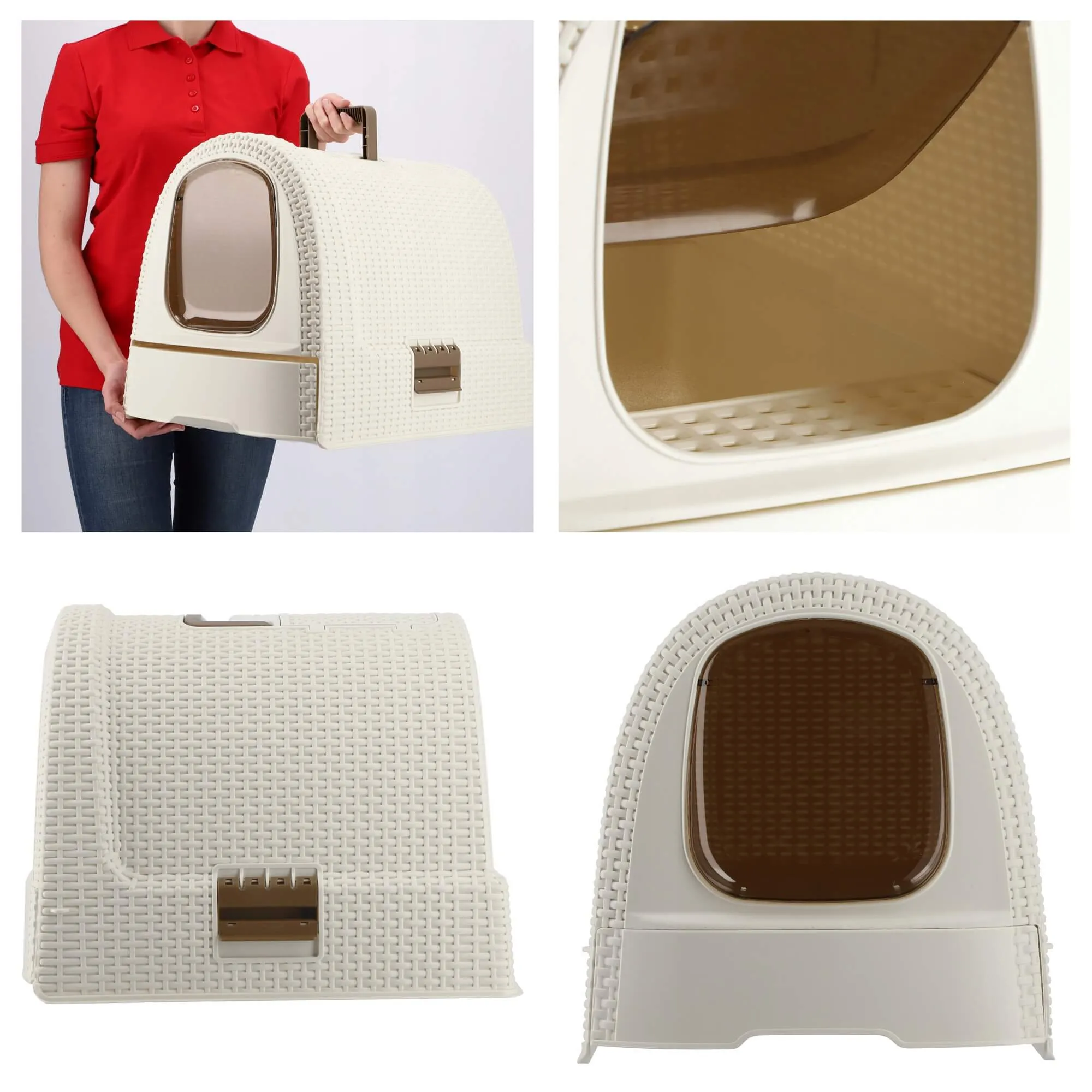 Curver Pet Life kačių kraiko dėžutė su samteliu, smėlio spalvos