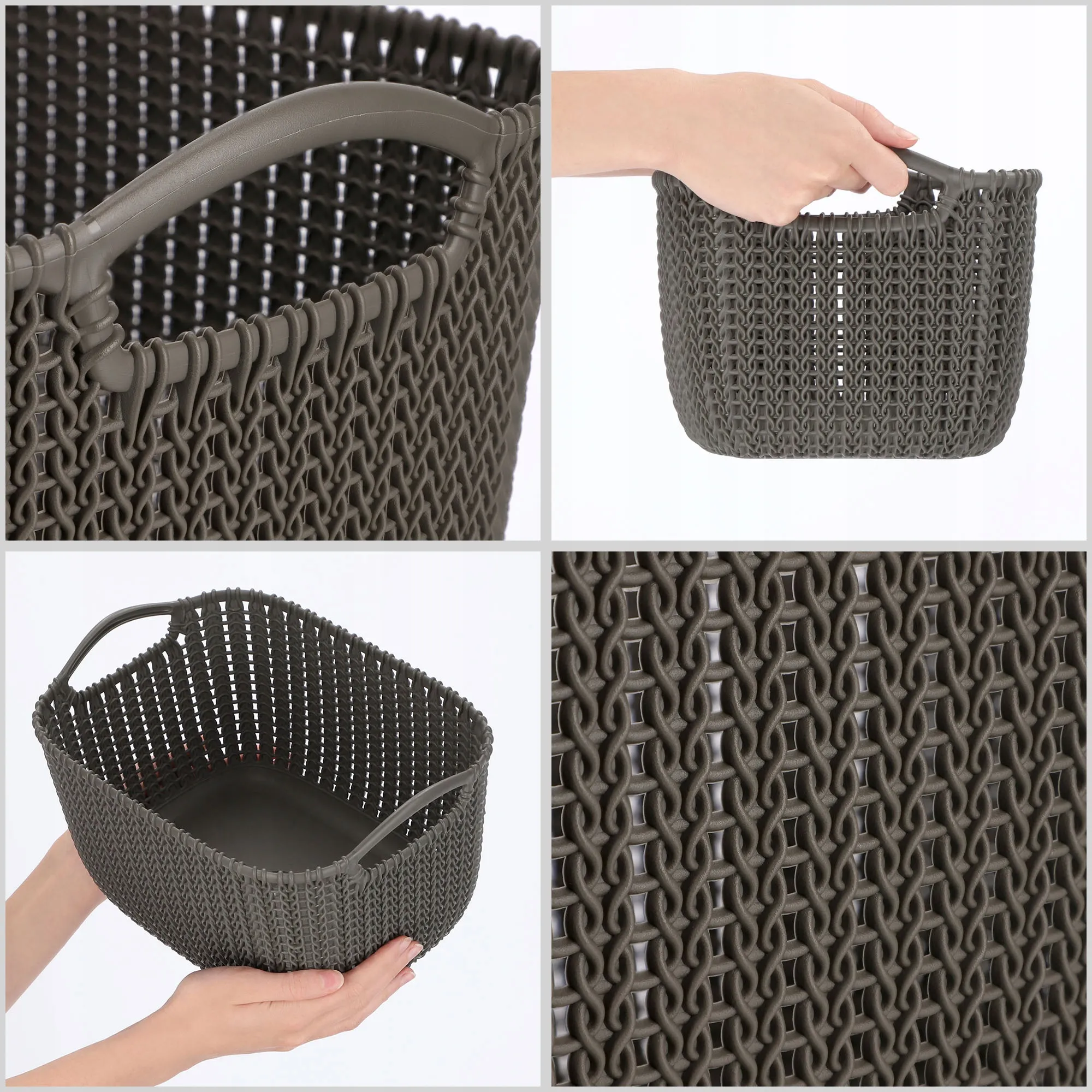 Stačiakampis krepšelis 8L Curver Knit, rudas