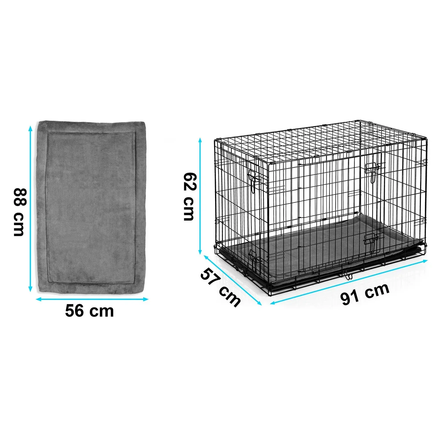 Metalinis šunų voljeras + guolis 91 x 57 x 62 cm PH-201 - nuotrauka 1