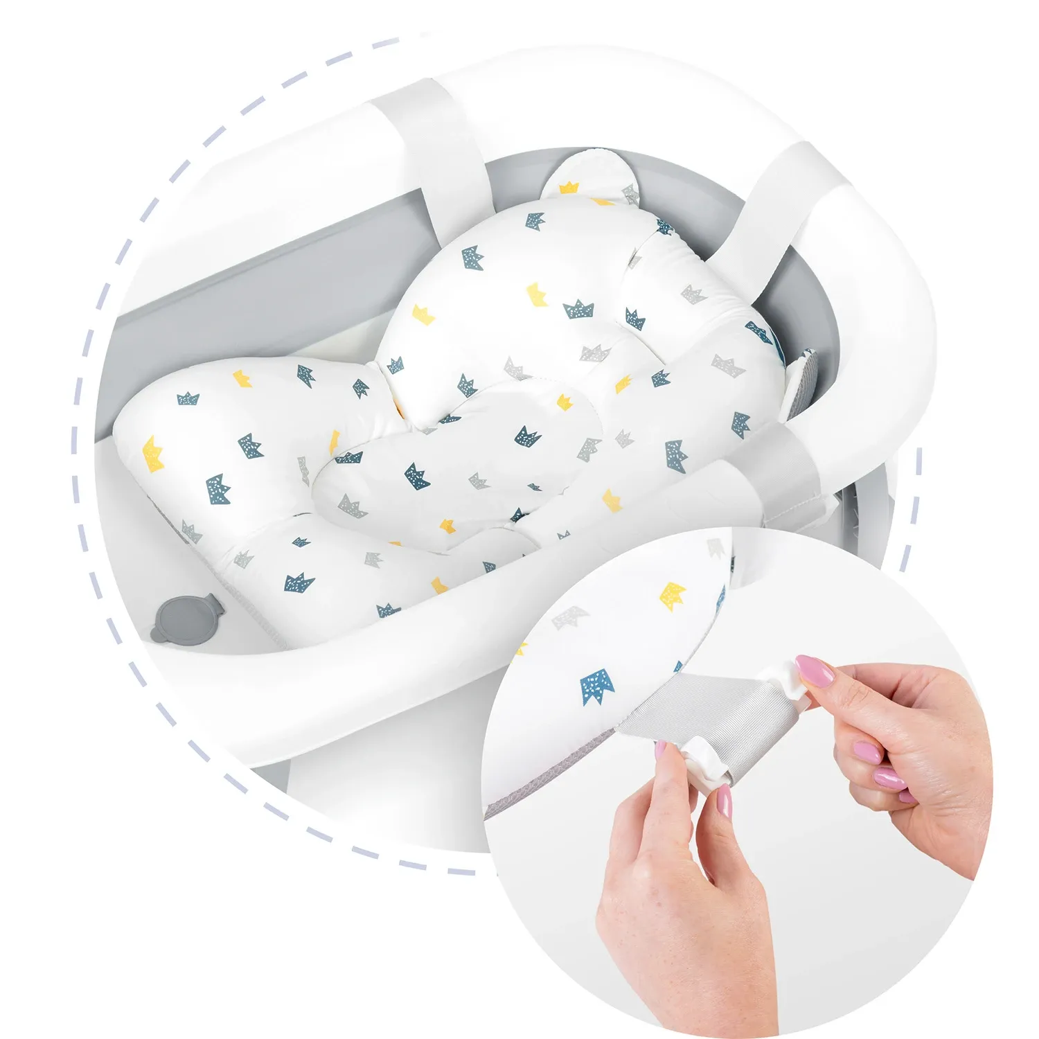 Ricokids kūdikio vonios pagalvėlė, mėlyna ir balta - nuotrauka 1