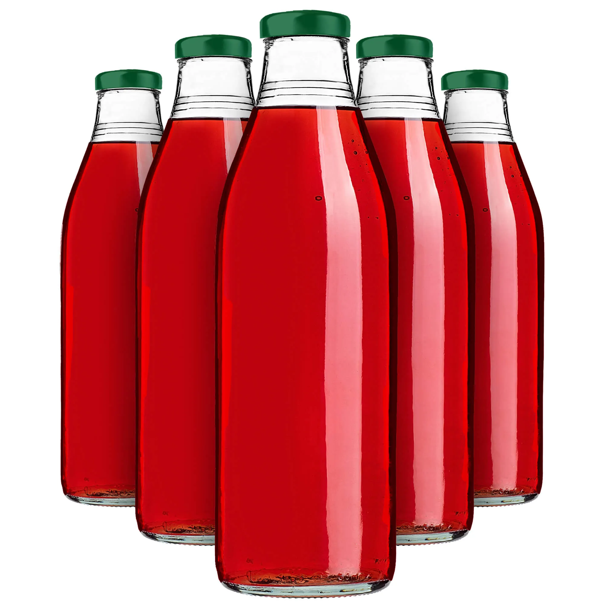 Arvigo 1 l stiklinis sulčių butelis su žaliu dangteliu, 5 vnt.