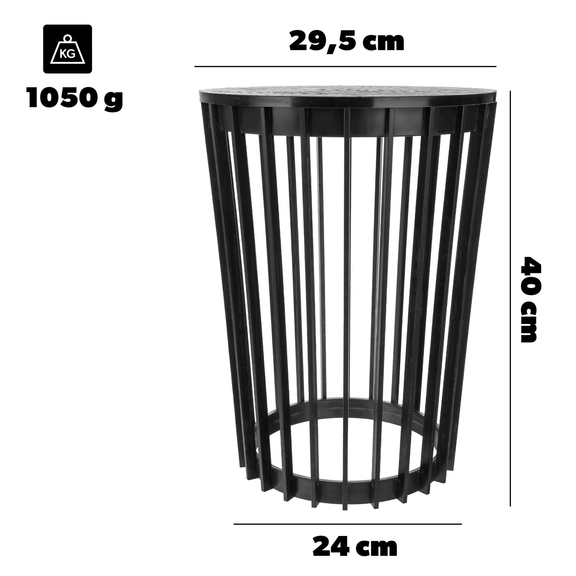 Aytre dvipusis augalų stovas 40 cm juodas + juodas stalviršis