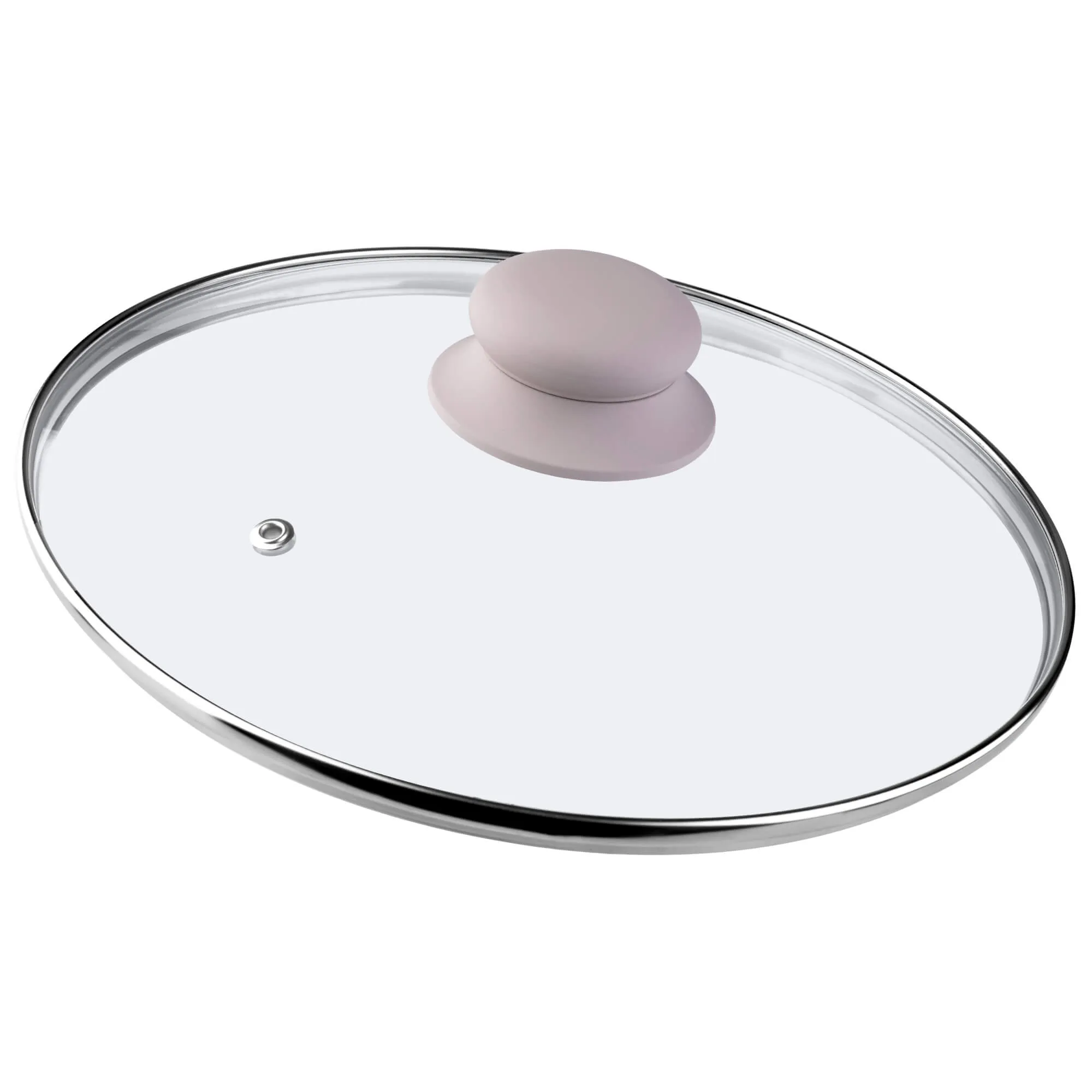 Karščiui atsparus 24 cm dangtis su smėlio spalvos silikonine rankena
