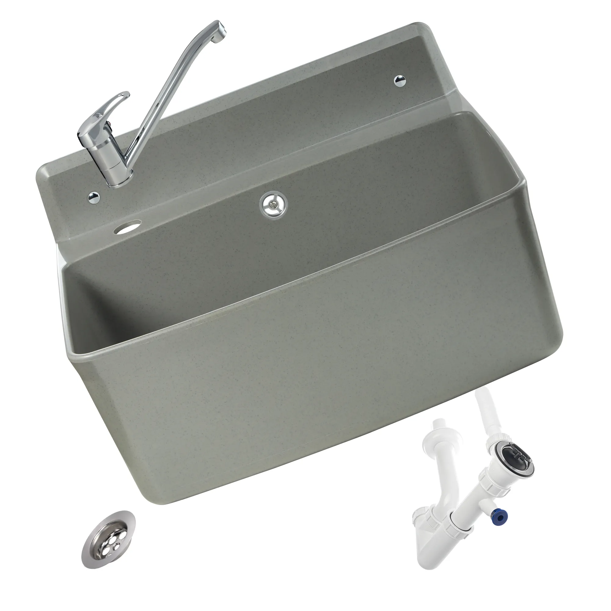 Gospo XXL pilka kriauklė su stovinčiu maišytuvu