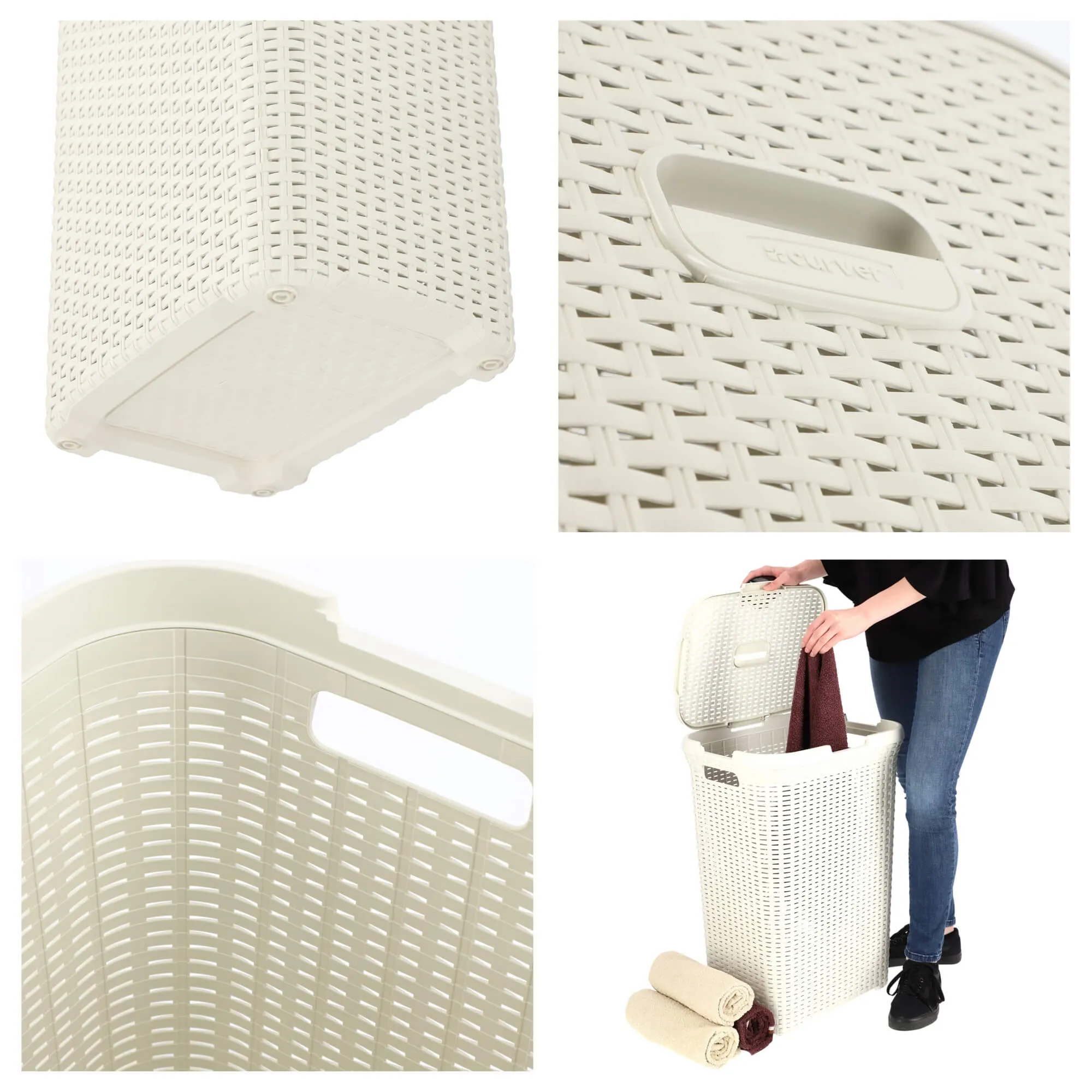 „Curver Natural Style“ 60 litrų krepšeliai su dangčiu, spalvų mišinys, 2 vnt.