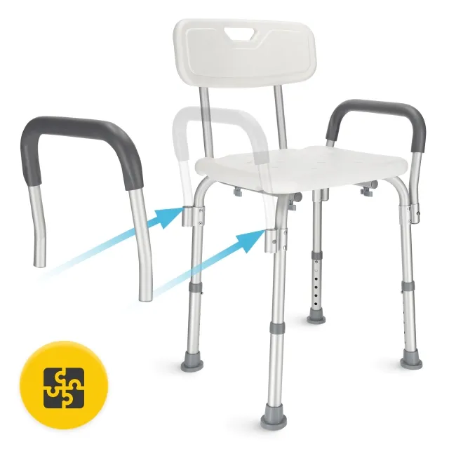 Dušo kėdė su atlošu ir porankiais