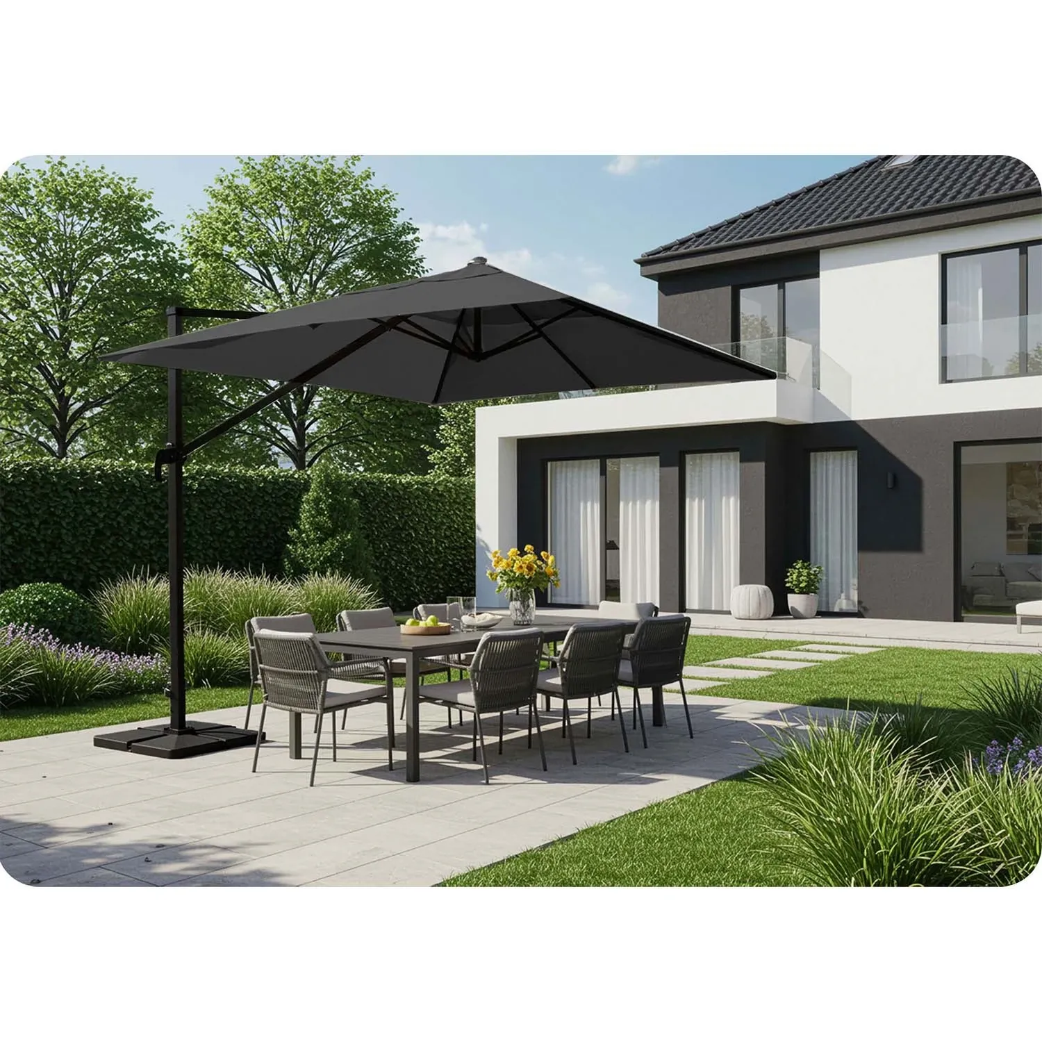 Sulankstomas sodo skėtis, 8 segmentų, 420 cm, su uždanga, „Plonos PL-883“ - nuotrauka 1