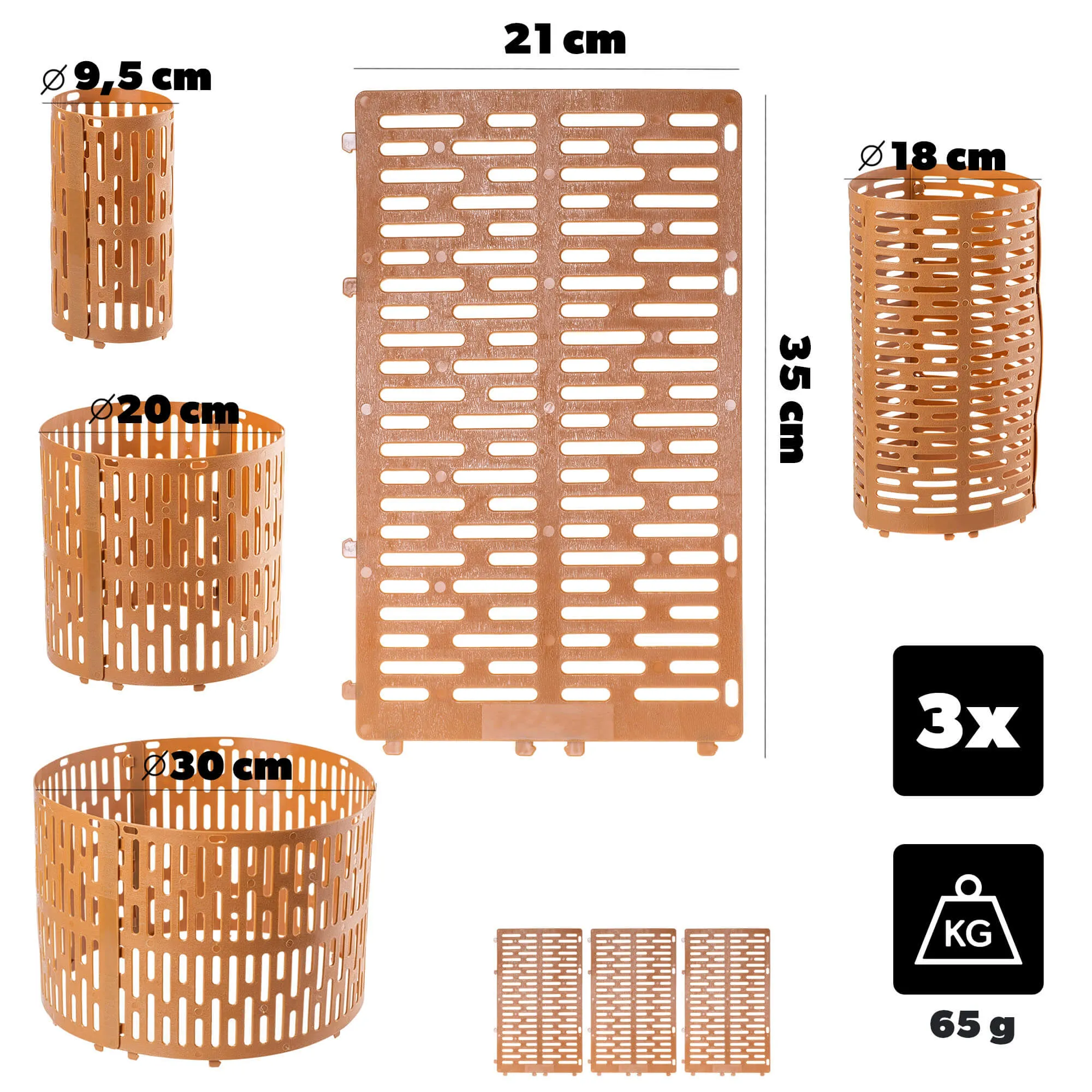 Ydes medžio kamieno uždangalai 20 x 33 cm rudi 3 vnt.
