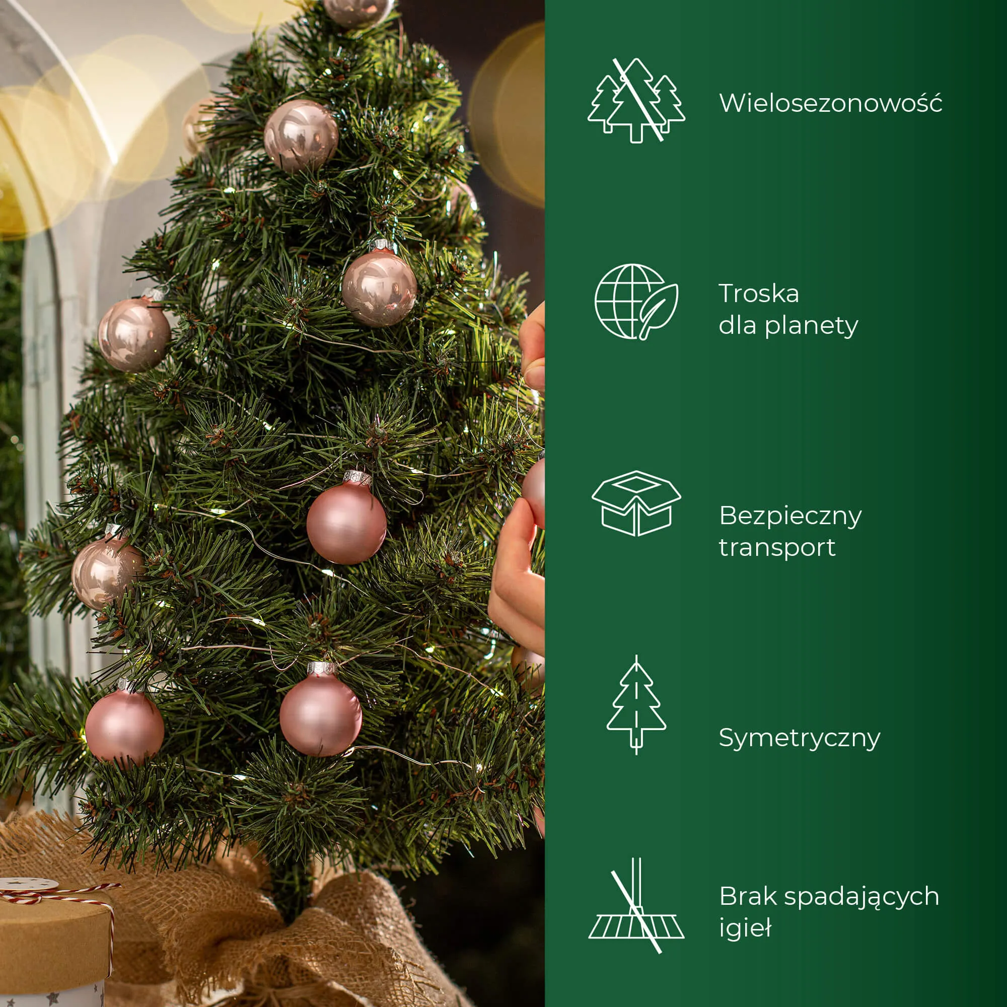 Dekoratyvinė dirbtinė Kalėdų eglutė iš džiuto, 80 cm