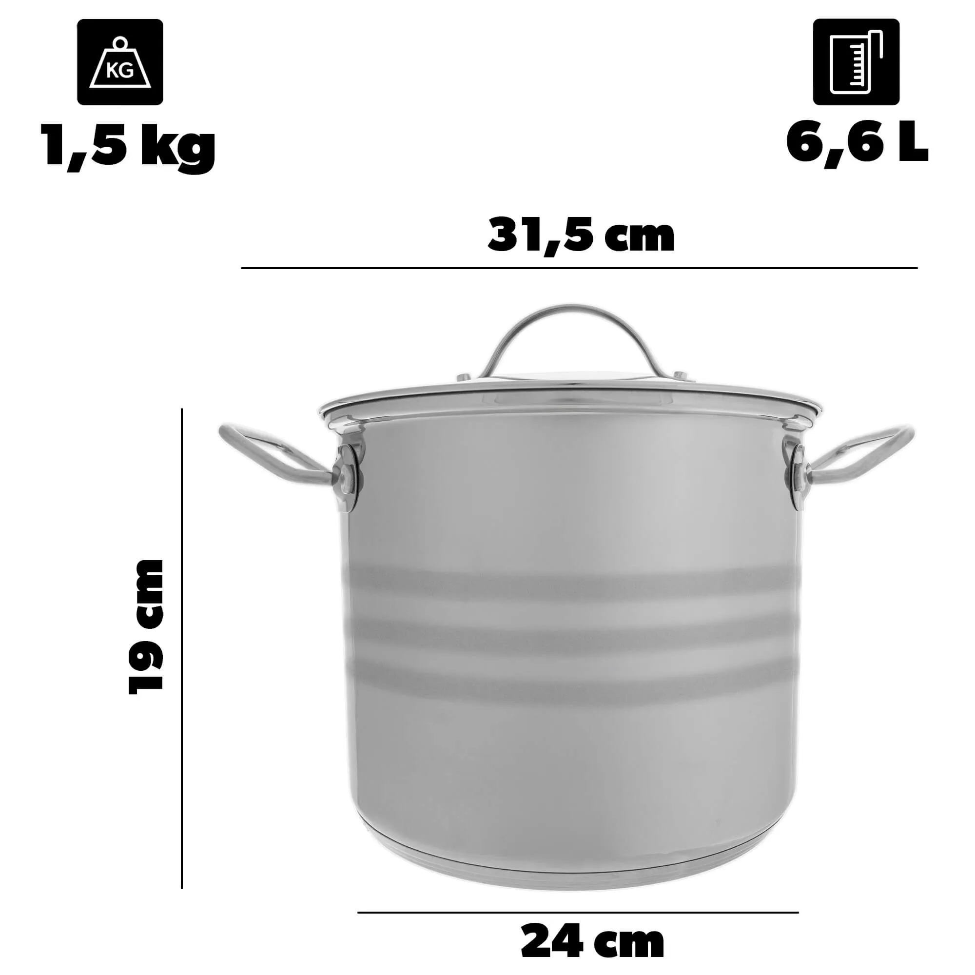 Sveg plieninis puodas su dangčiu 6,6 l