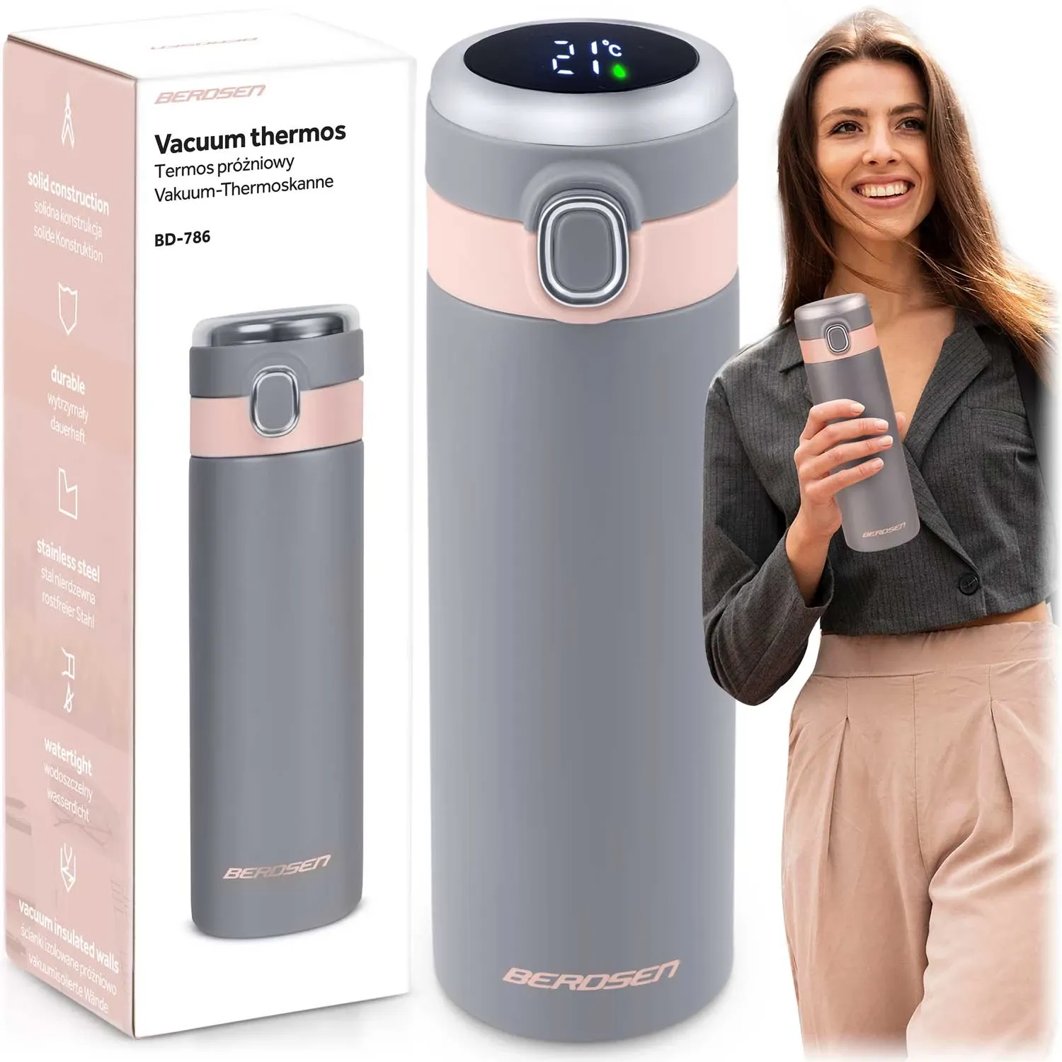 Vakuuminis termosas 450 ml BD-786 pilkas - nuotrauka 1