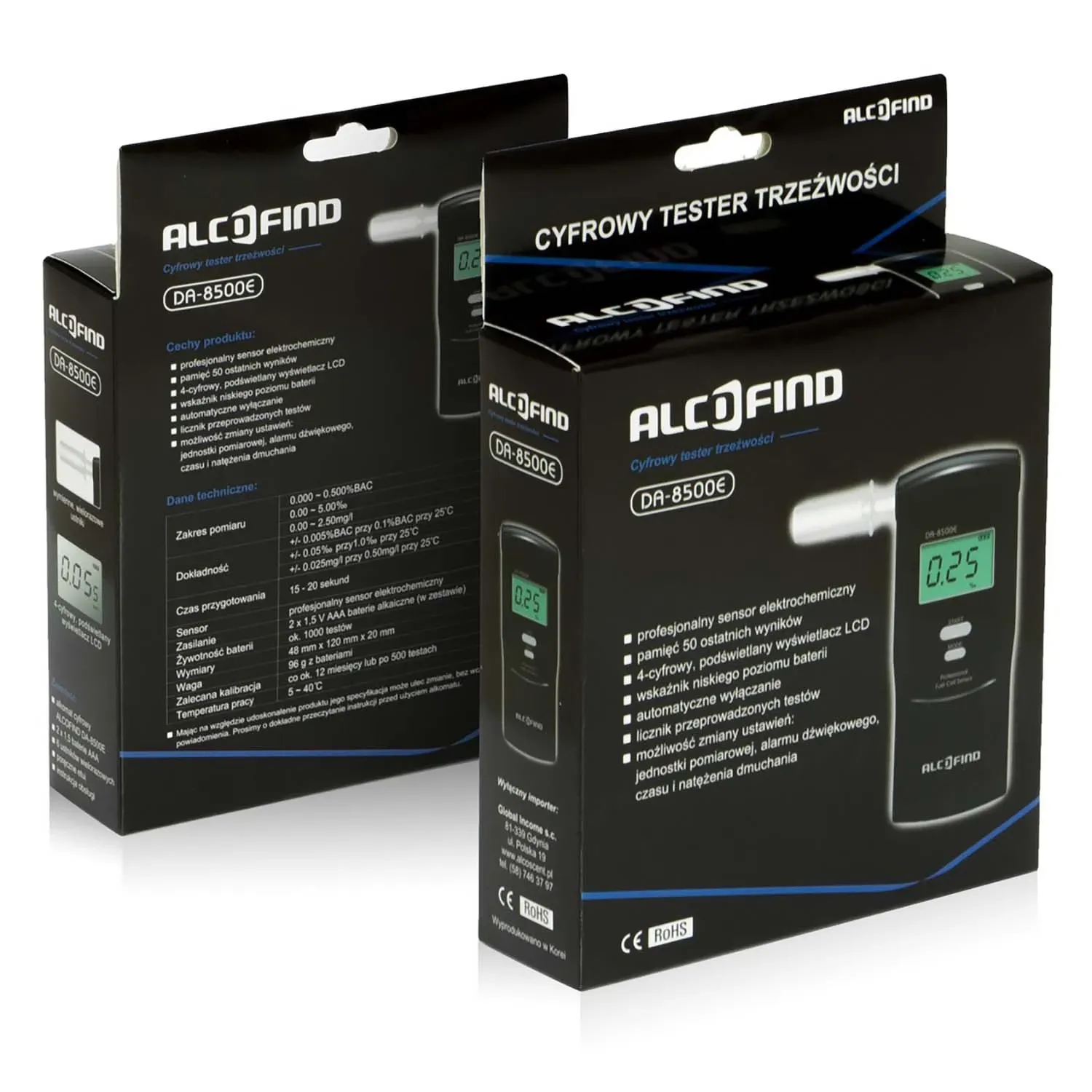 Elektrocheminis alkotesteris DA 8500E + kandikliai - nuotrauka 1