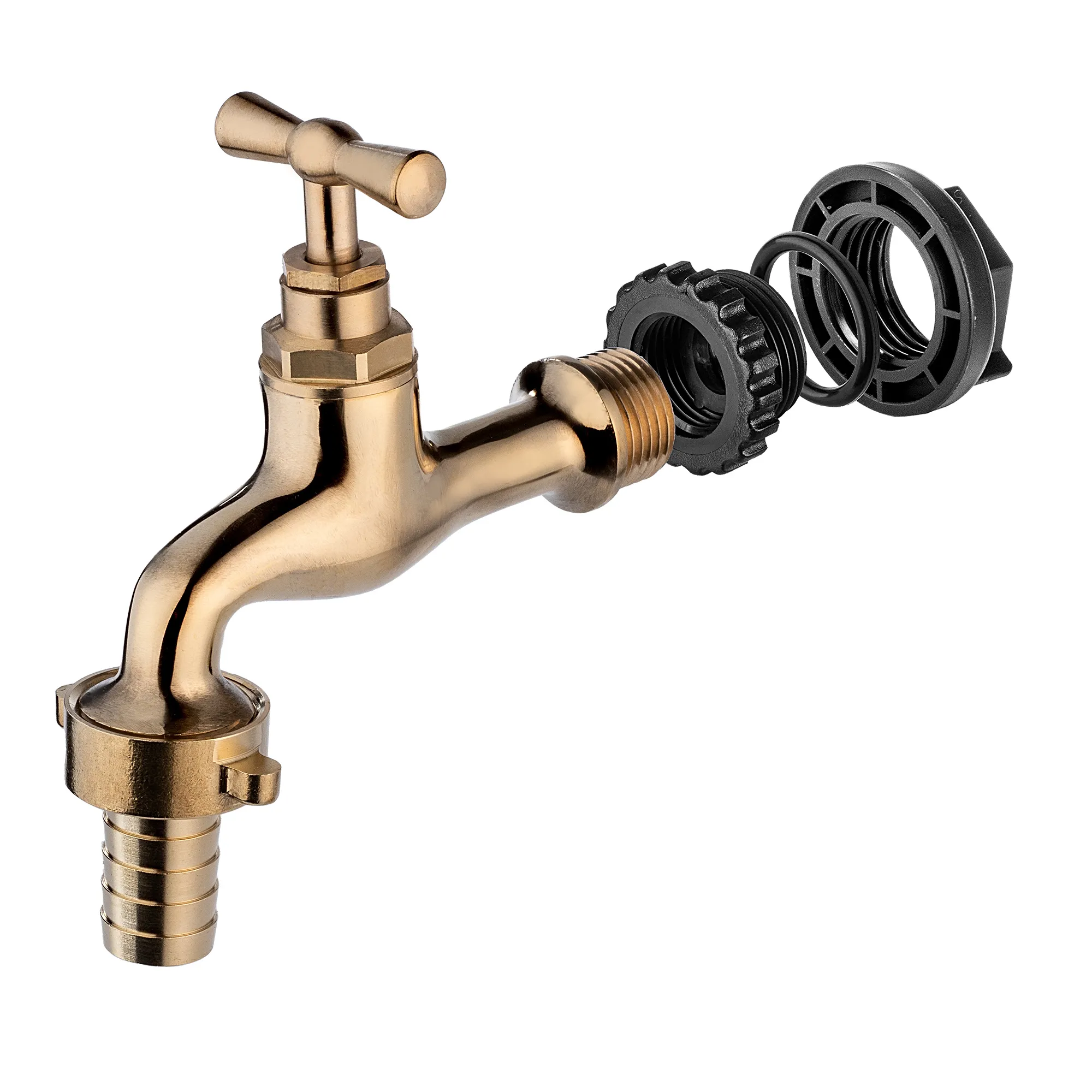 1/2 colio lietaus vandens rezervuaro čiaupas su 3/4 colio adapteriu, auksinis