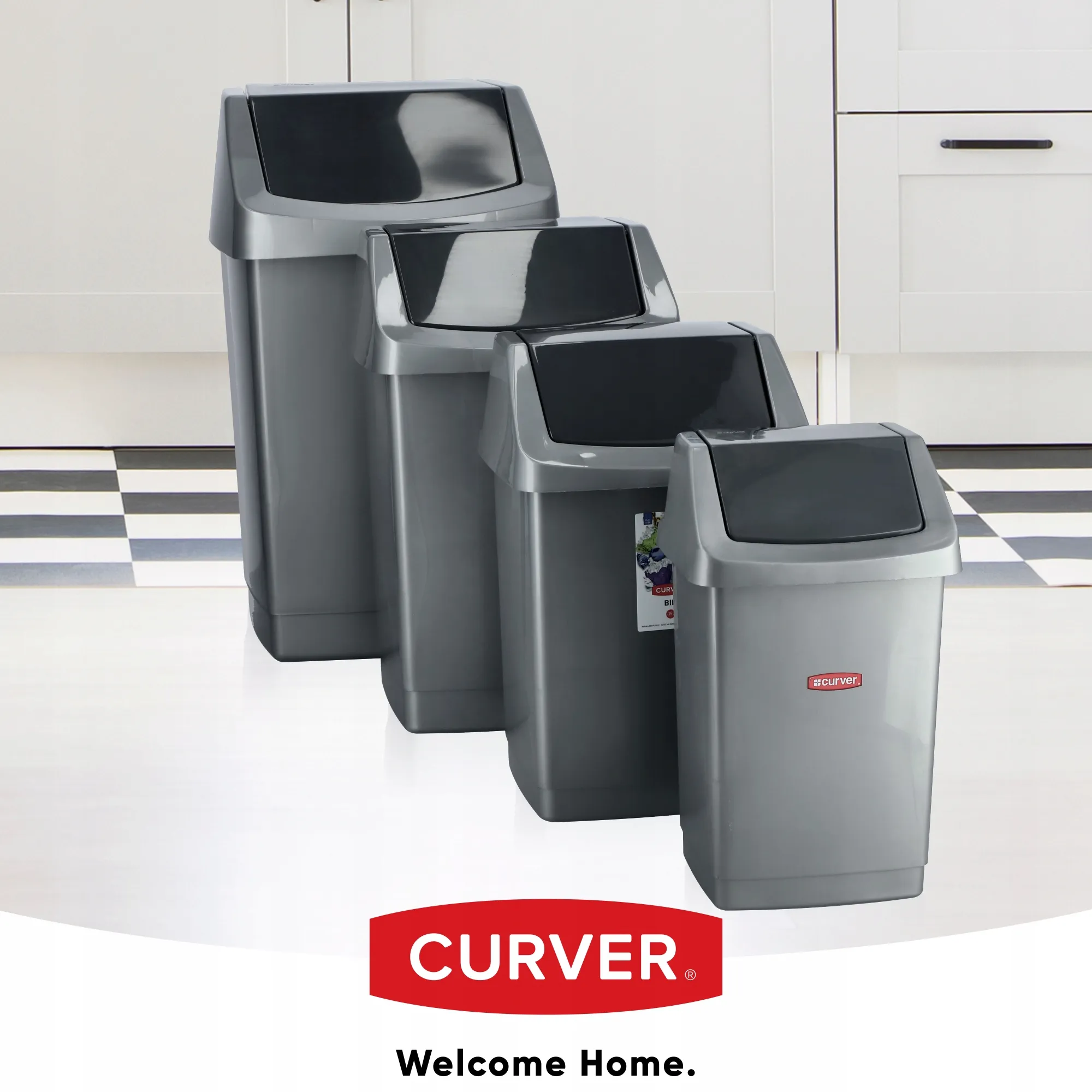 Curver Click-IT 50 l šiukšliadėžė, grafito spalvos