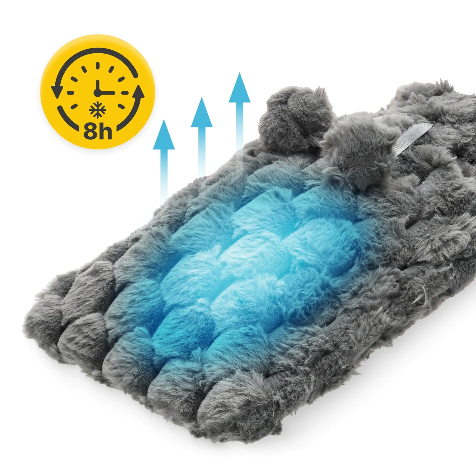 Guminis karšto vandens butelis pliušiniame dangtelyje