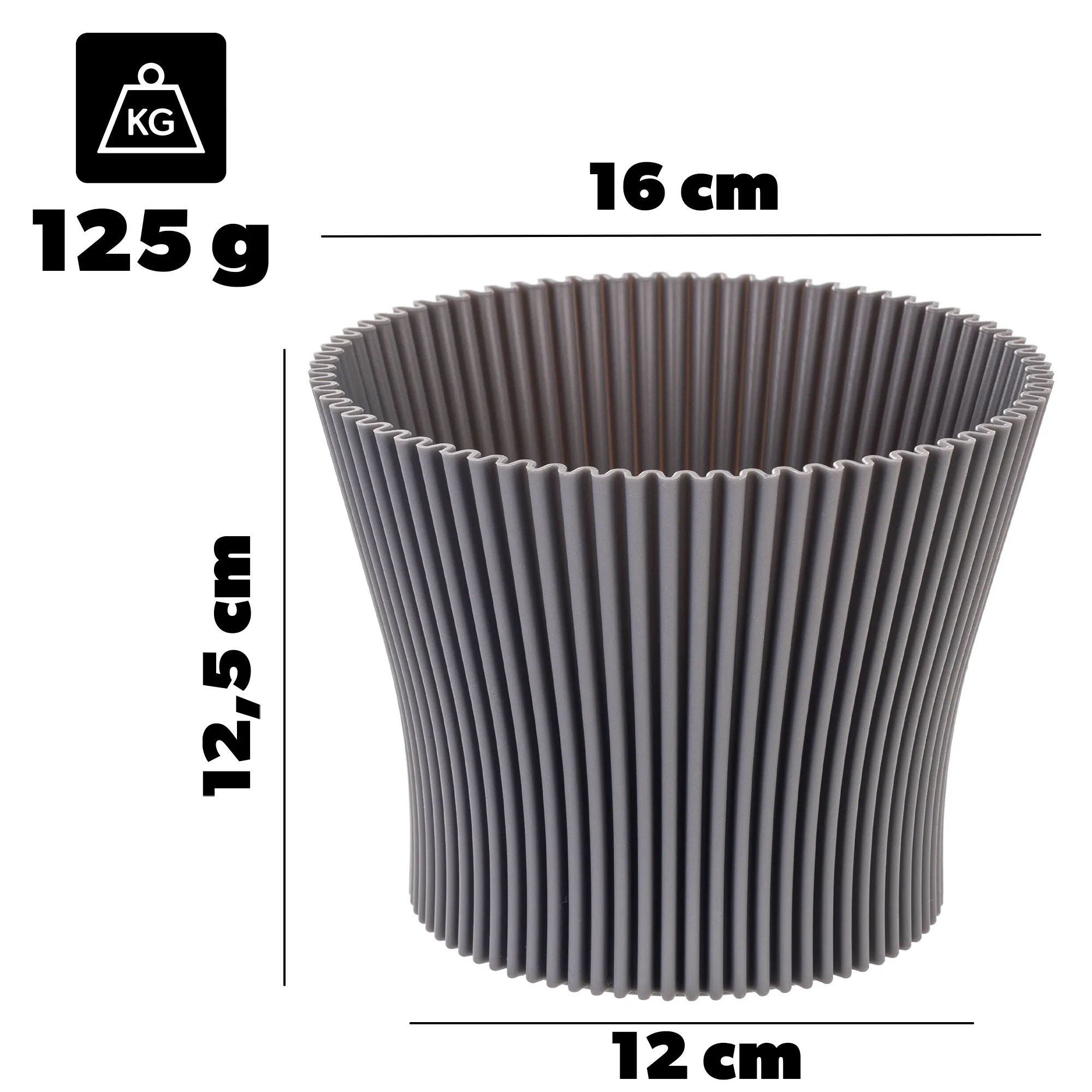 Estrela gėlių vazonas 16 cm pilkas