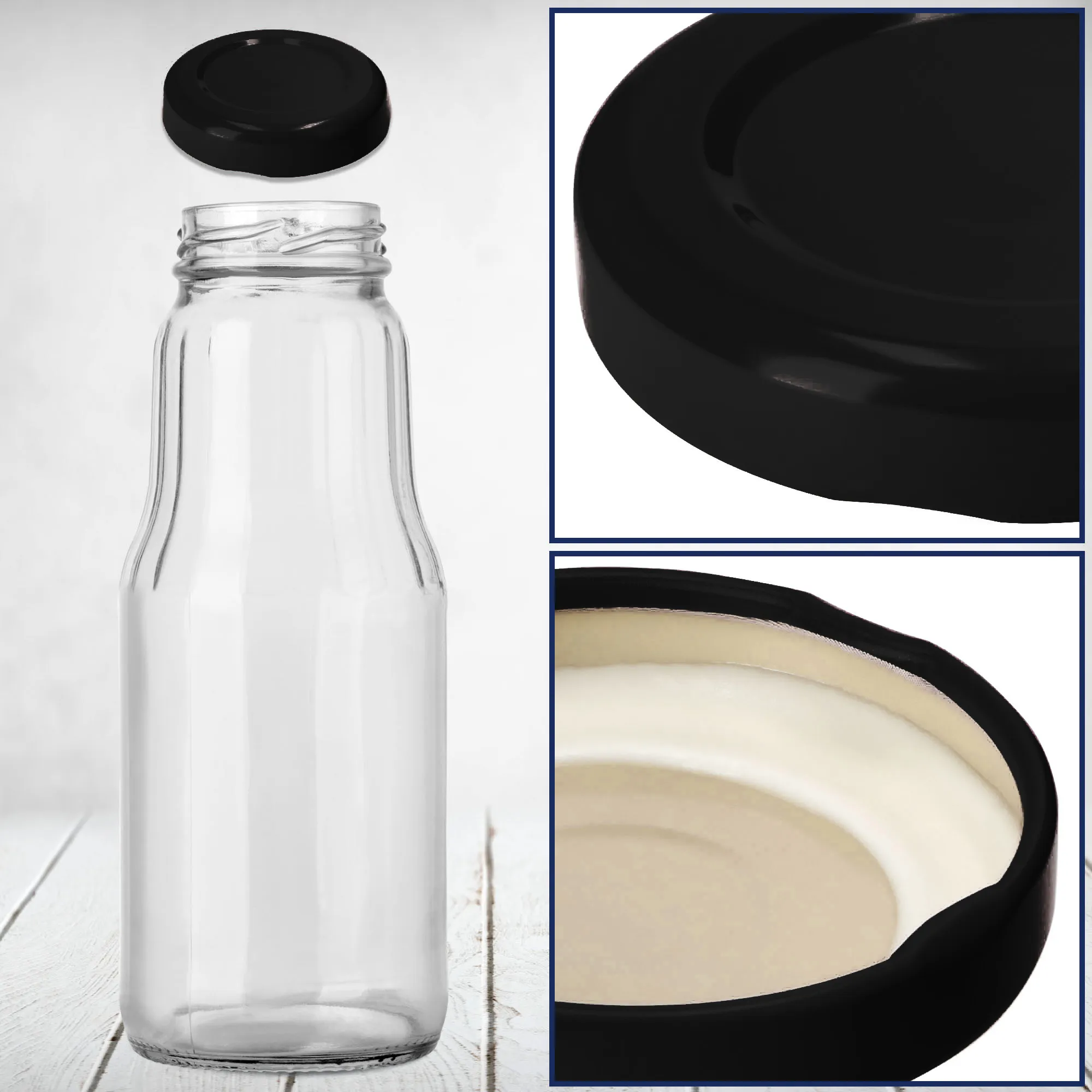 Dangteliai stiklainiams ir buteliams, 10 vnt., 48 cm skersmens, juodi