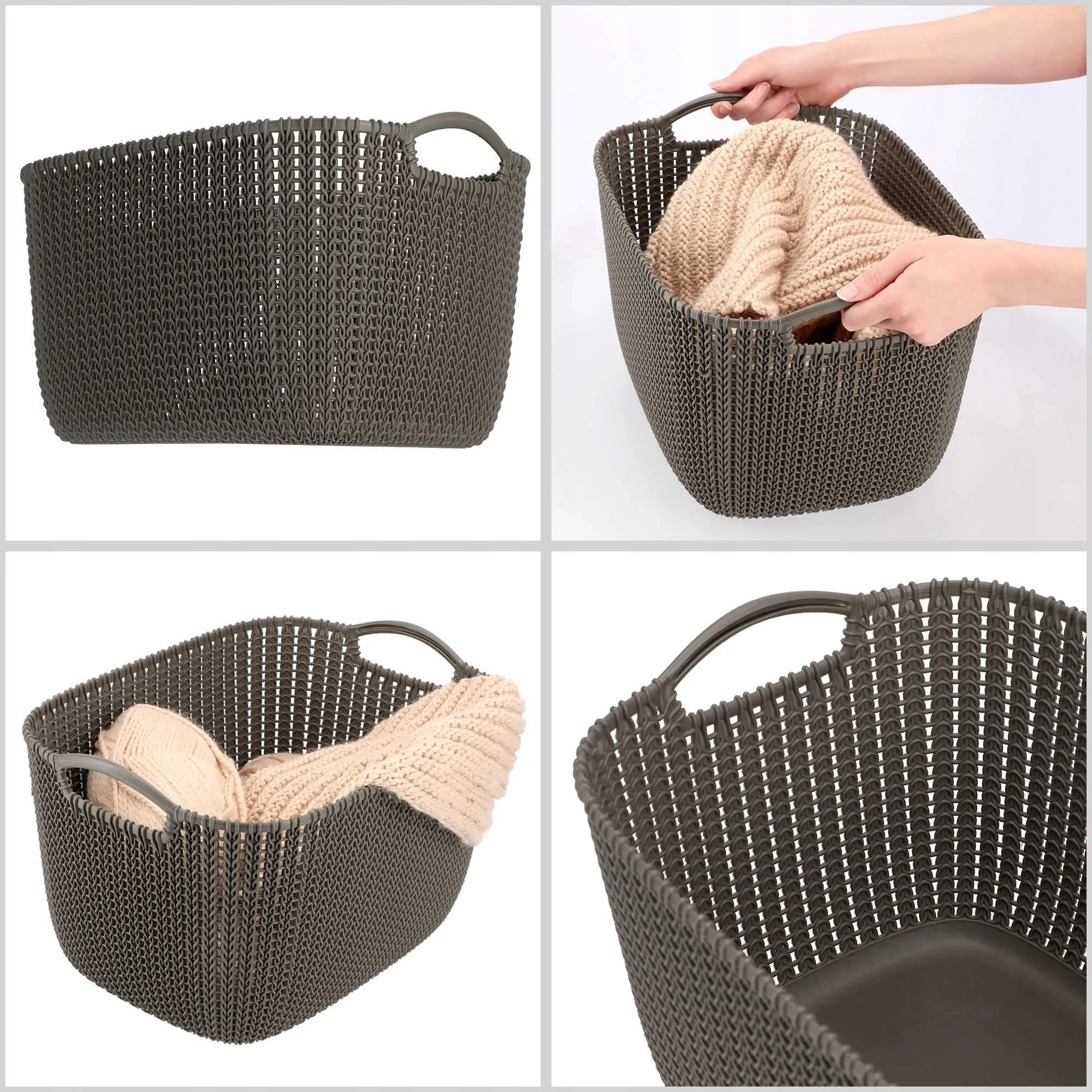 19L „Curver“ megztas krepšys su rankenomis, rudas