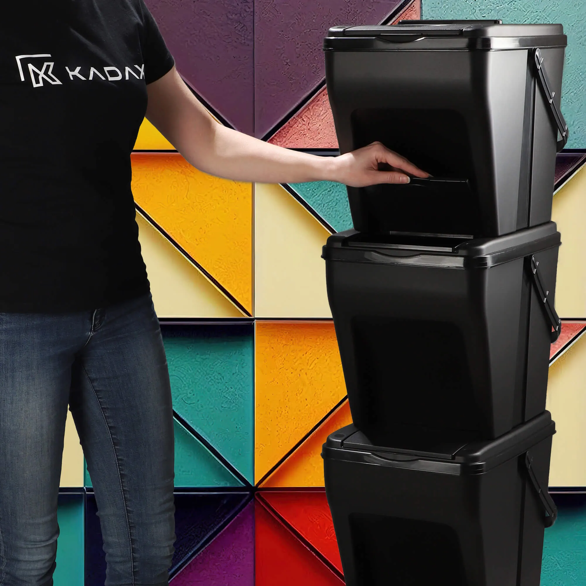 Arbol šiukšliadėžės su rankena + etiketėmis, 25 l, 3 vnt.