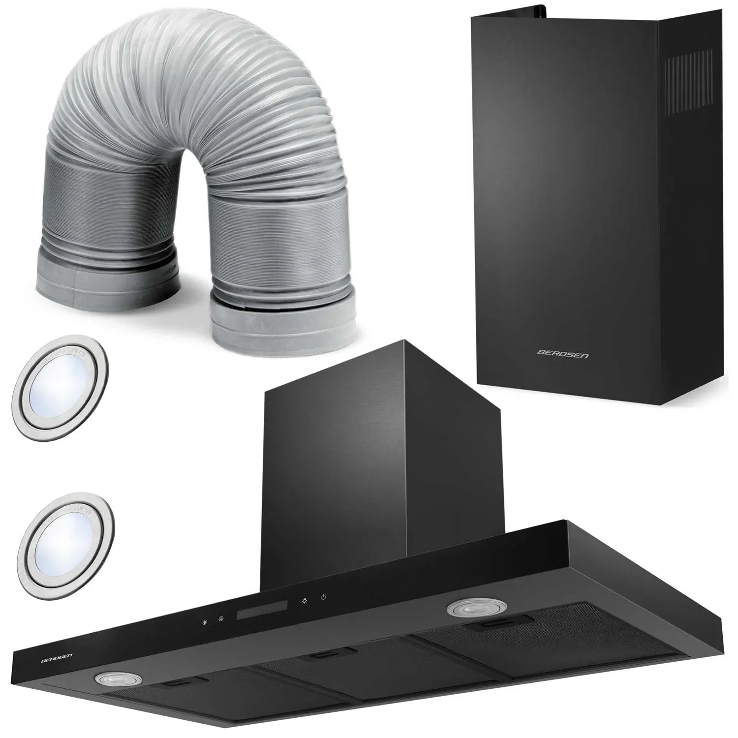 Berdsen BE-90S juodas 90 cm virtuvės gartraukis - nuotrauka 1