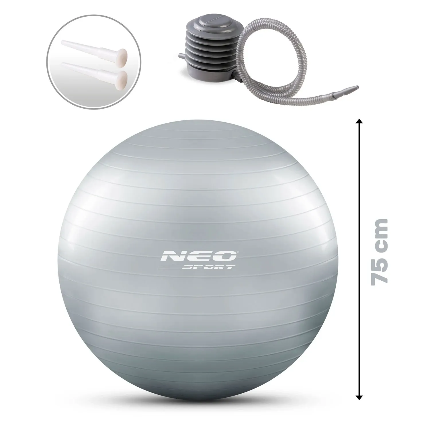 Mankštos kamuolys 75 cm NS-952 sidabrinis - nuotrauka 1