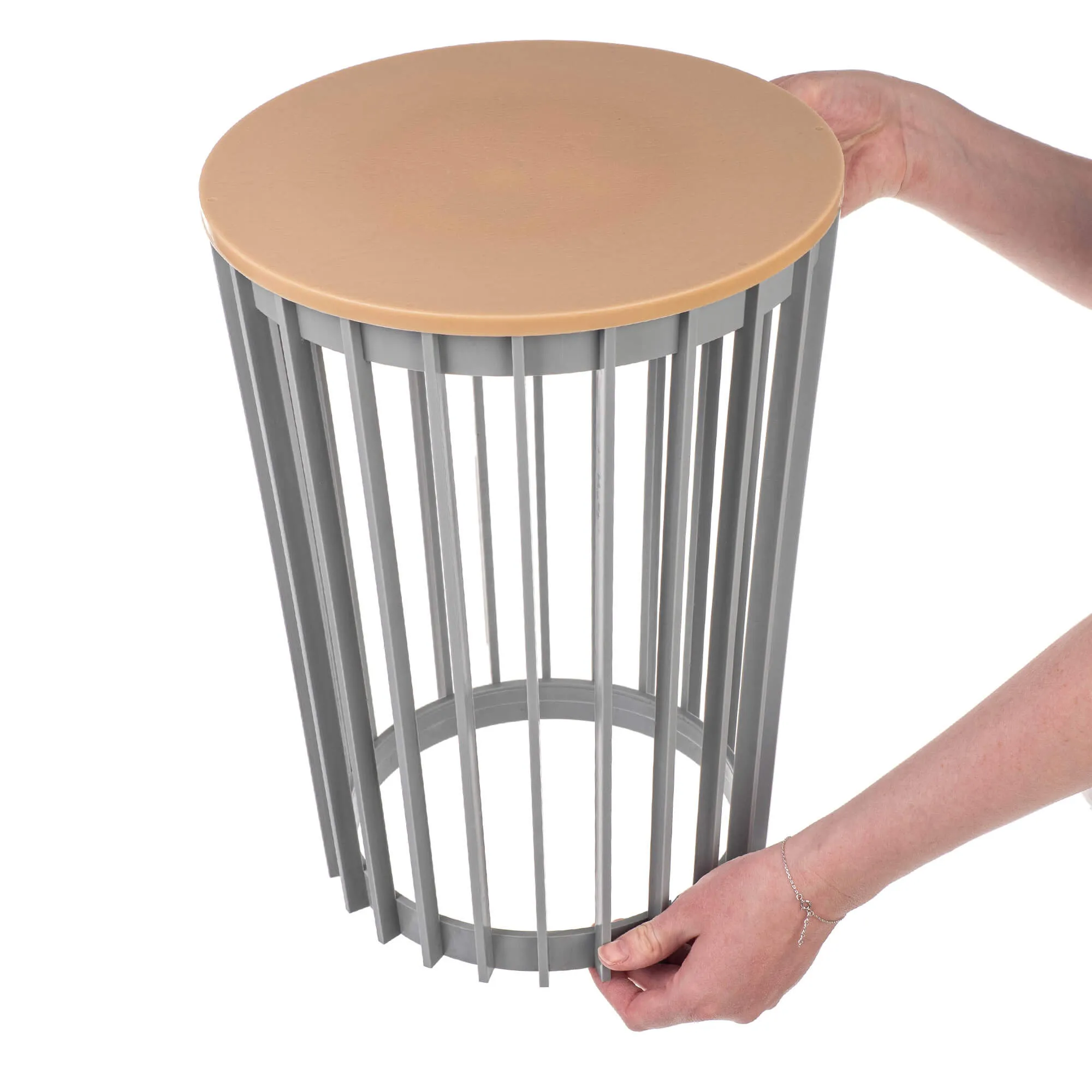 Aytre dvipusis augalų stovas 54 cm platinos spalvos + natūralaus medžio stalviršis