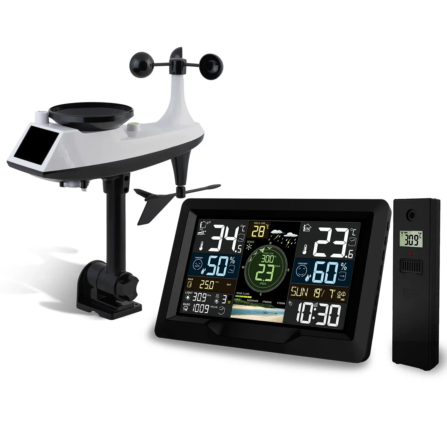 Meteorologinė stotelė su vėjo ir lietaus jutikliu BD-914, juoda - nuotrauka 1