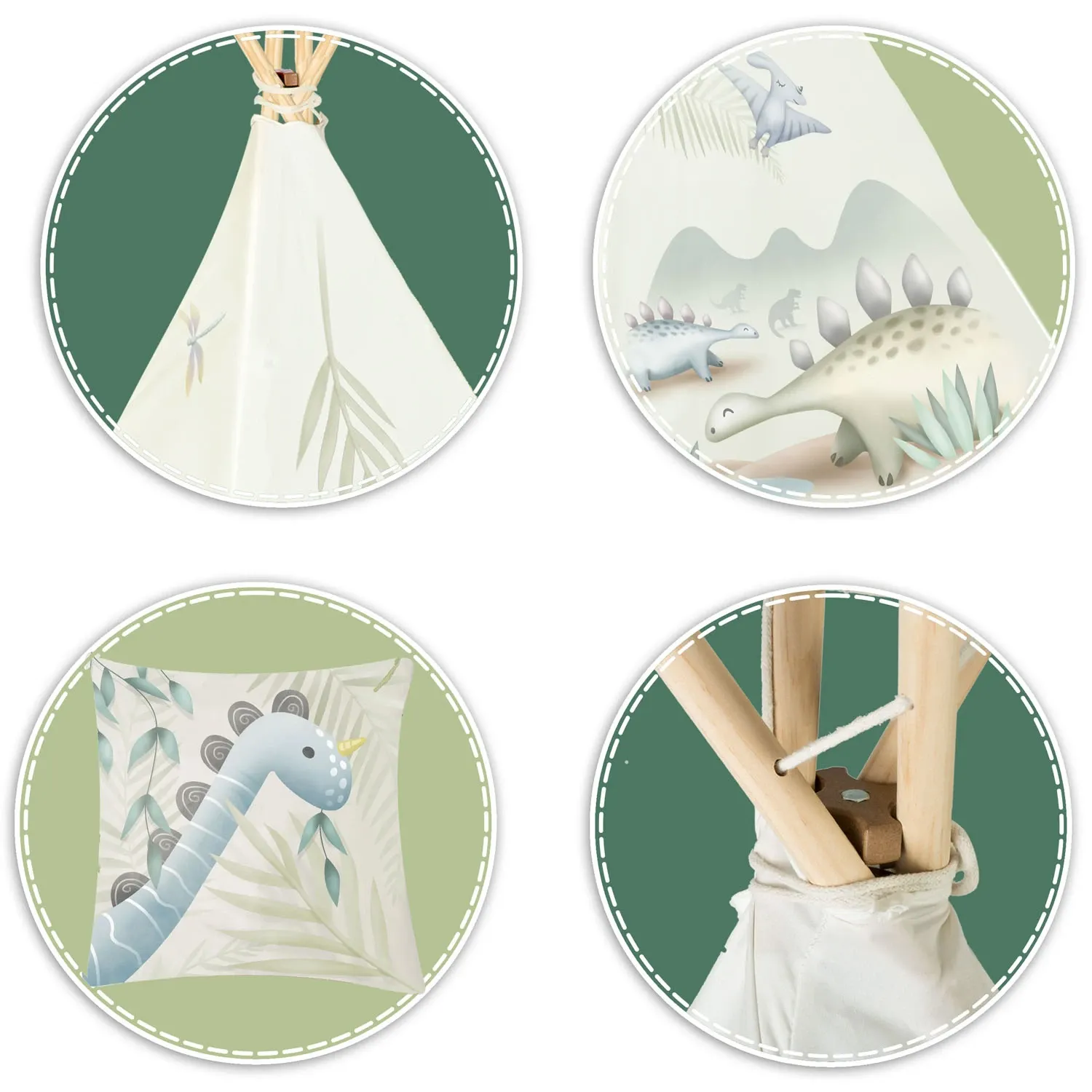 Nukido tipi palapinė vaikams – dinozaurai - nuotrauka 1
