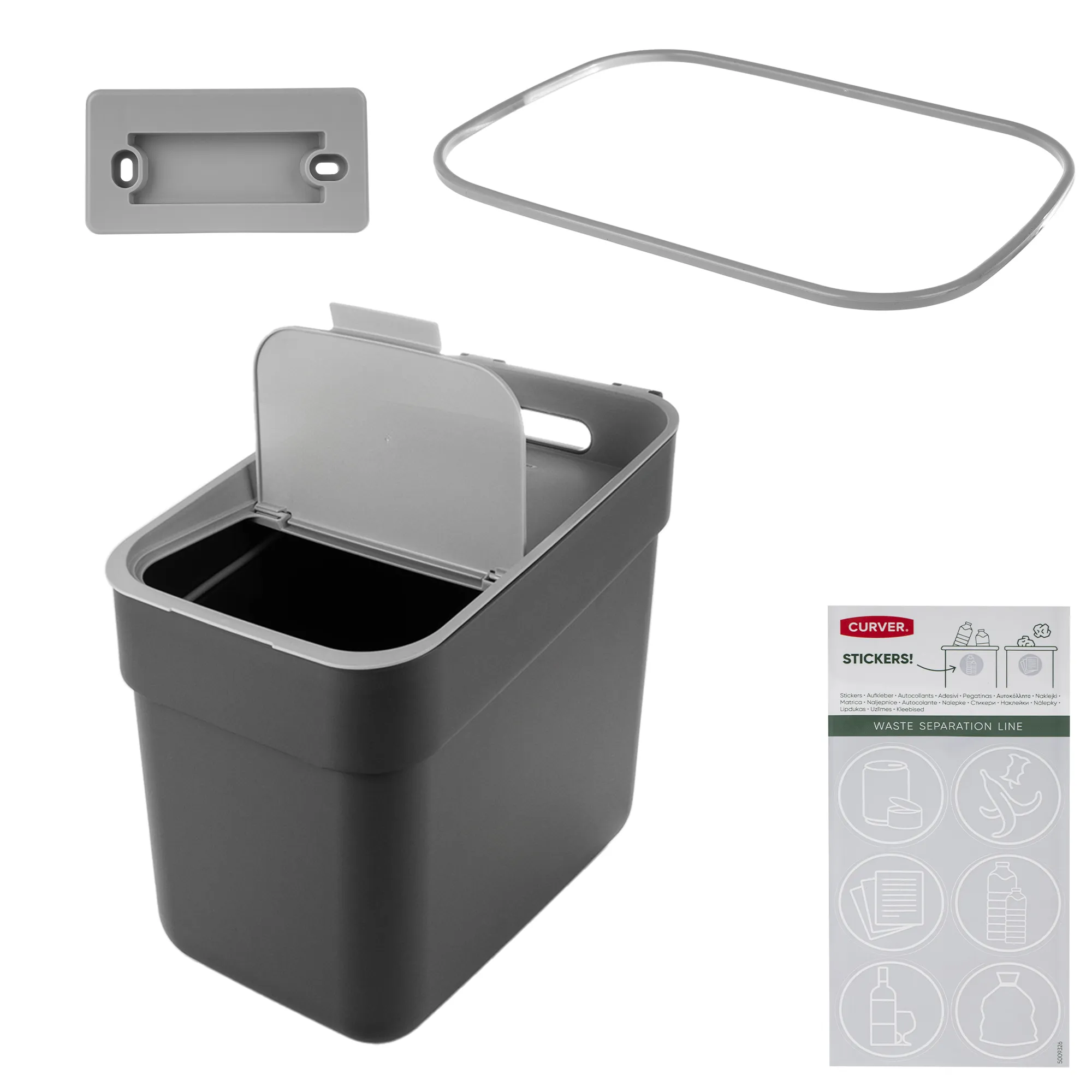 „Curver Ready to Collect“ 20 litrų pilka atliekų rūšiavimo šiukšliadėžė