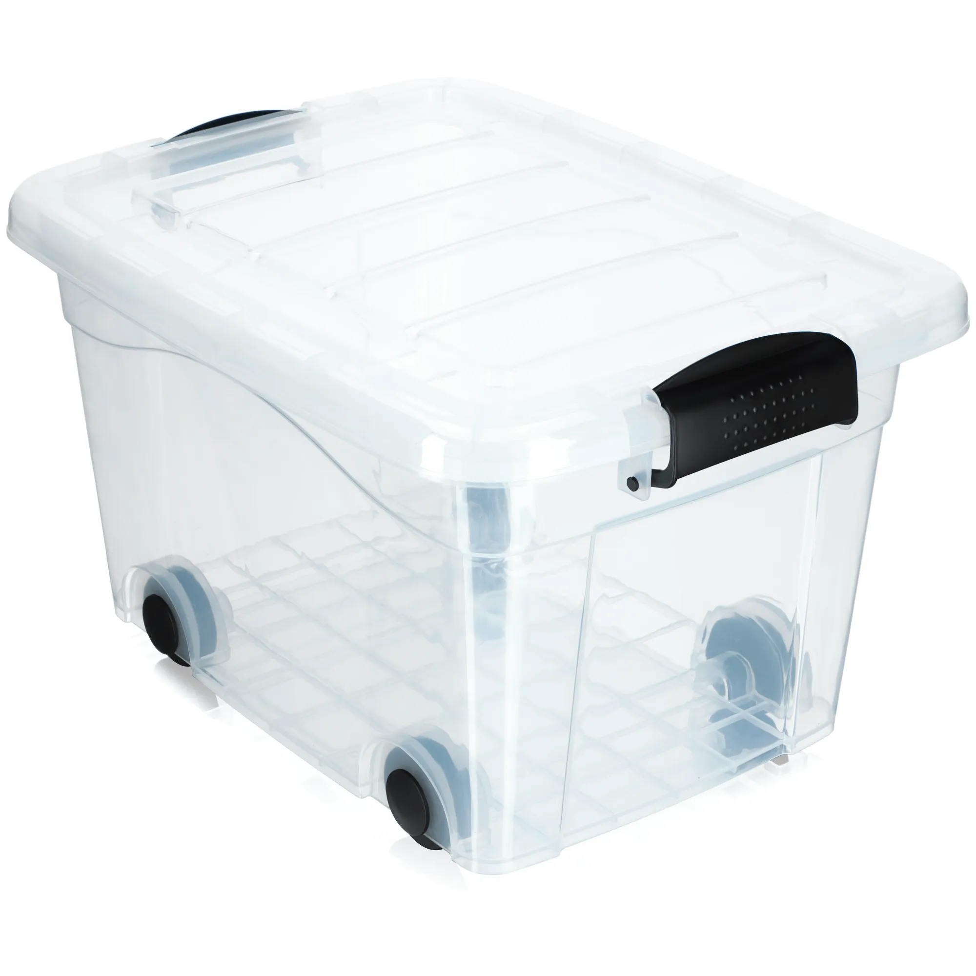 Vado 20L plastikinis konteineris su ratukais, skaidrus