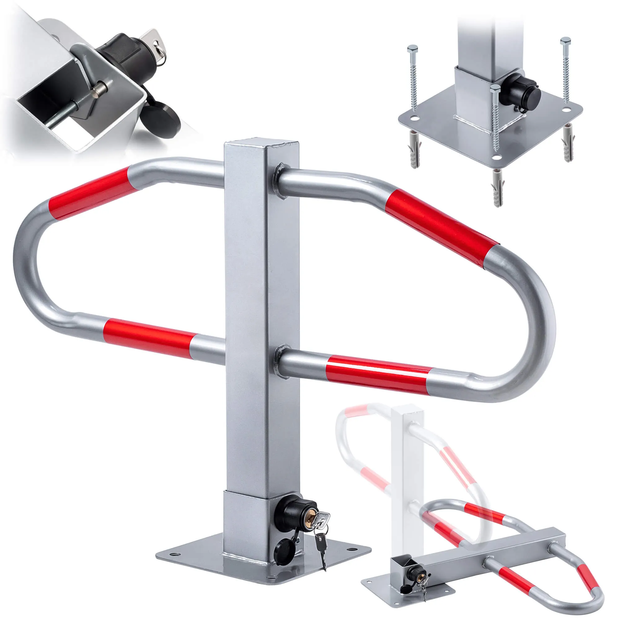 Jarnac sulankstomas parkavimo barjeras 74 x 46,5 cm pilkai raudonas