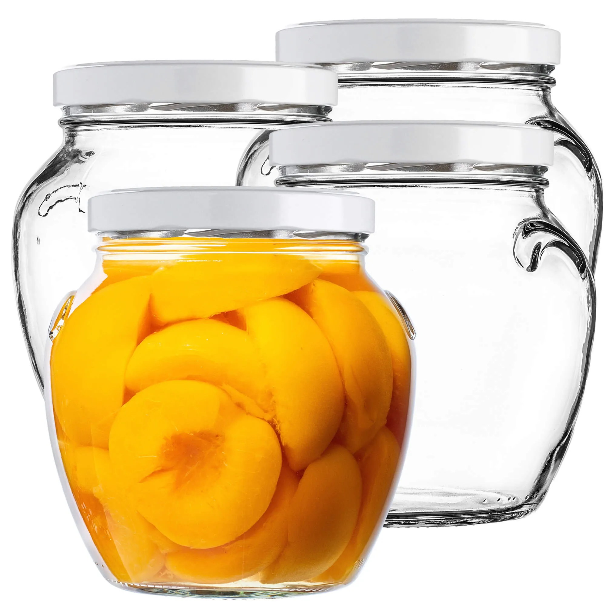 „Sassa“ konservavimo stiklainiai, 1700 ml, 4 vnt., 110 mm, + balti dangteliai