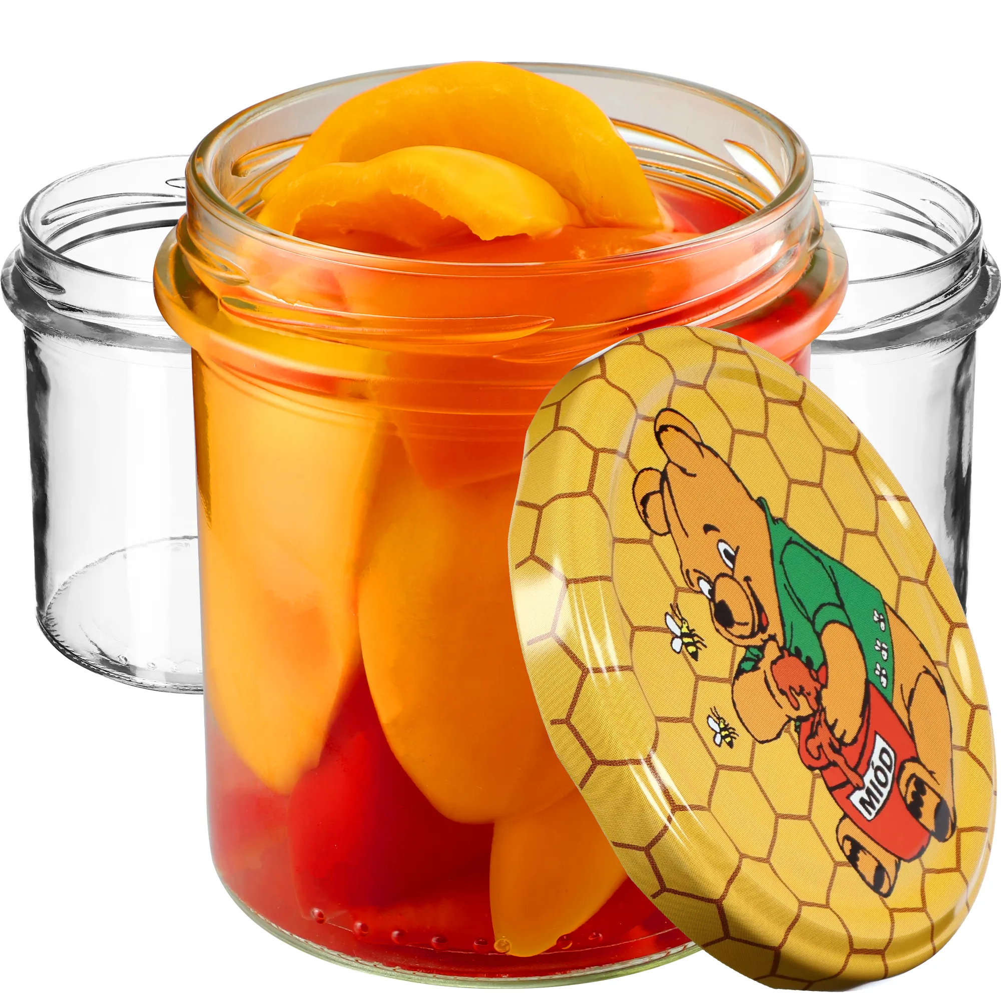 Avila konservavimo stiklainiai 350 ml 10 vnt. 82 mm + dangteliai „Medus“