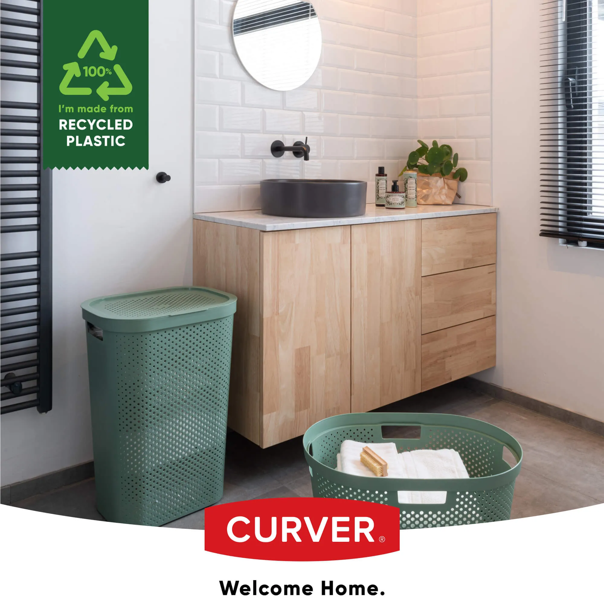 Curver Infinity 60L žalia šiukšliadėžė su dangčiu