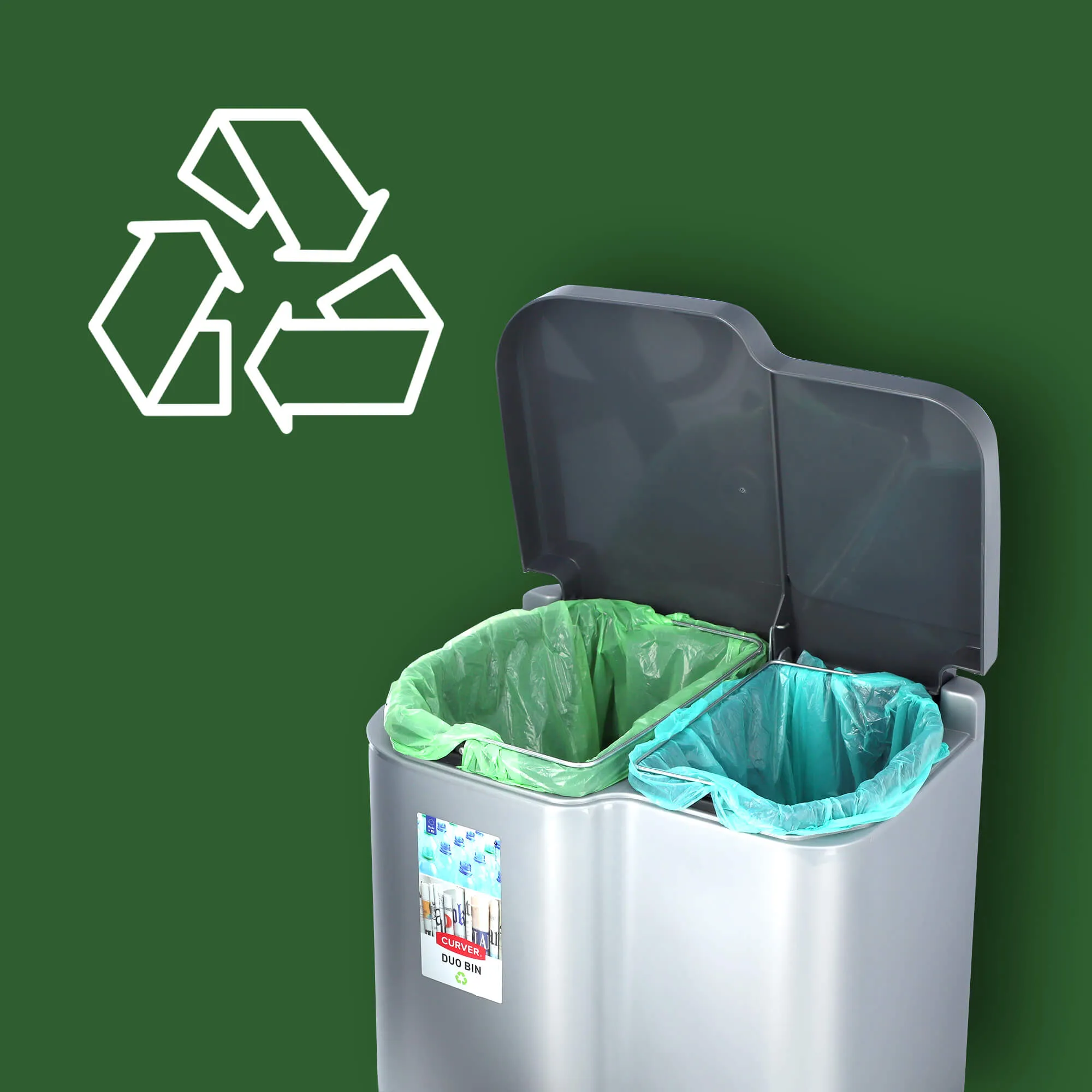 Curver Duo Pedalbin 21L atliekų rūšiavimo dėžė, pilka